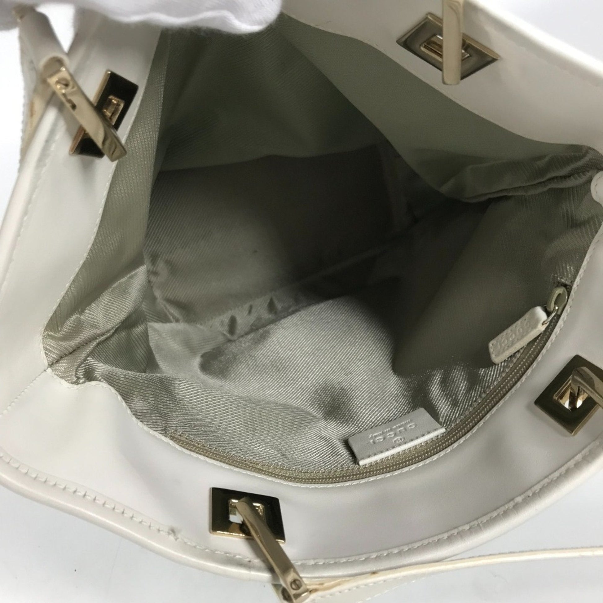 Gucci Blue White Canvas Leather Shoulder Bag Tote Bag