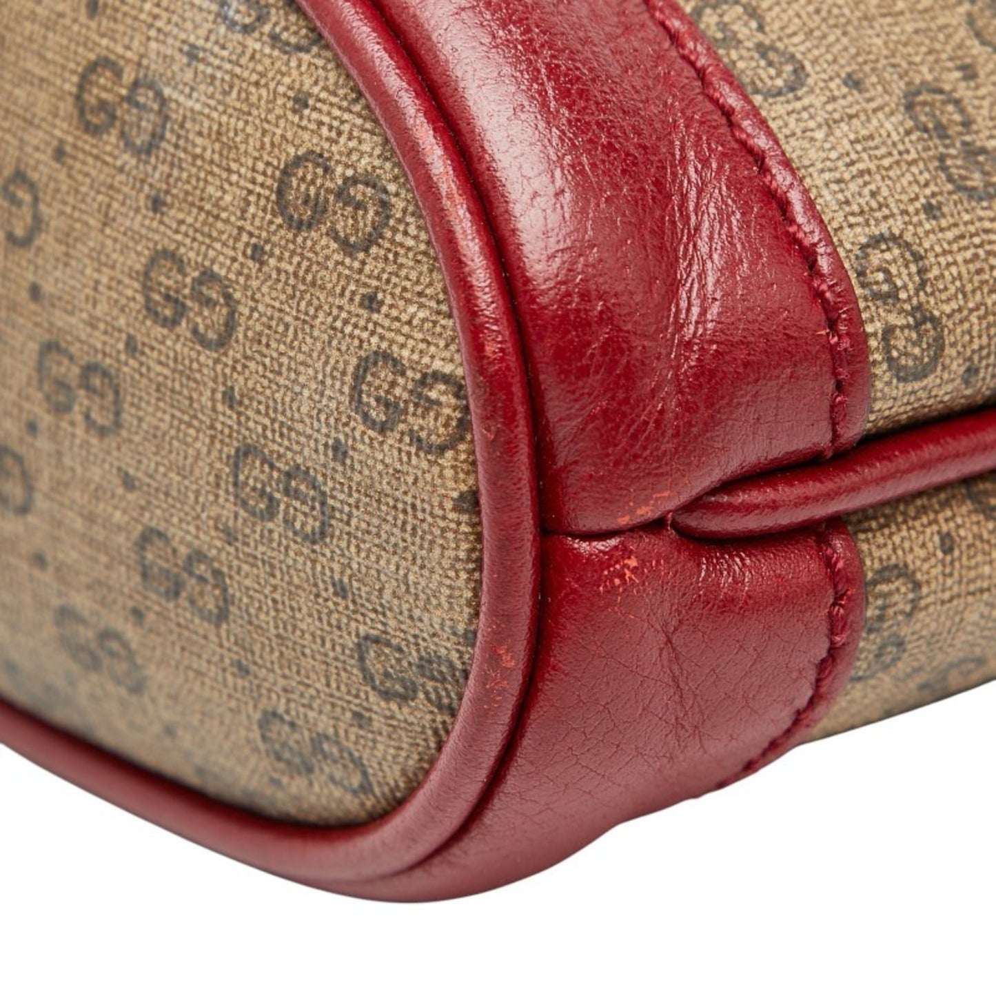 Gucci Beige Red Color Pvc Leather Shoulder Bag