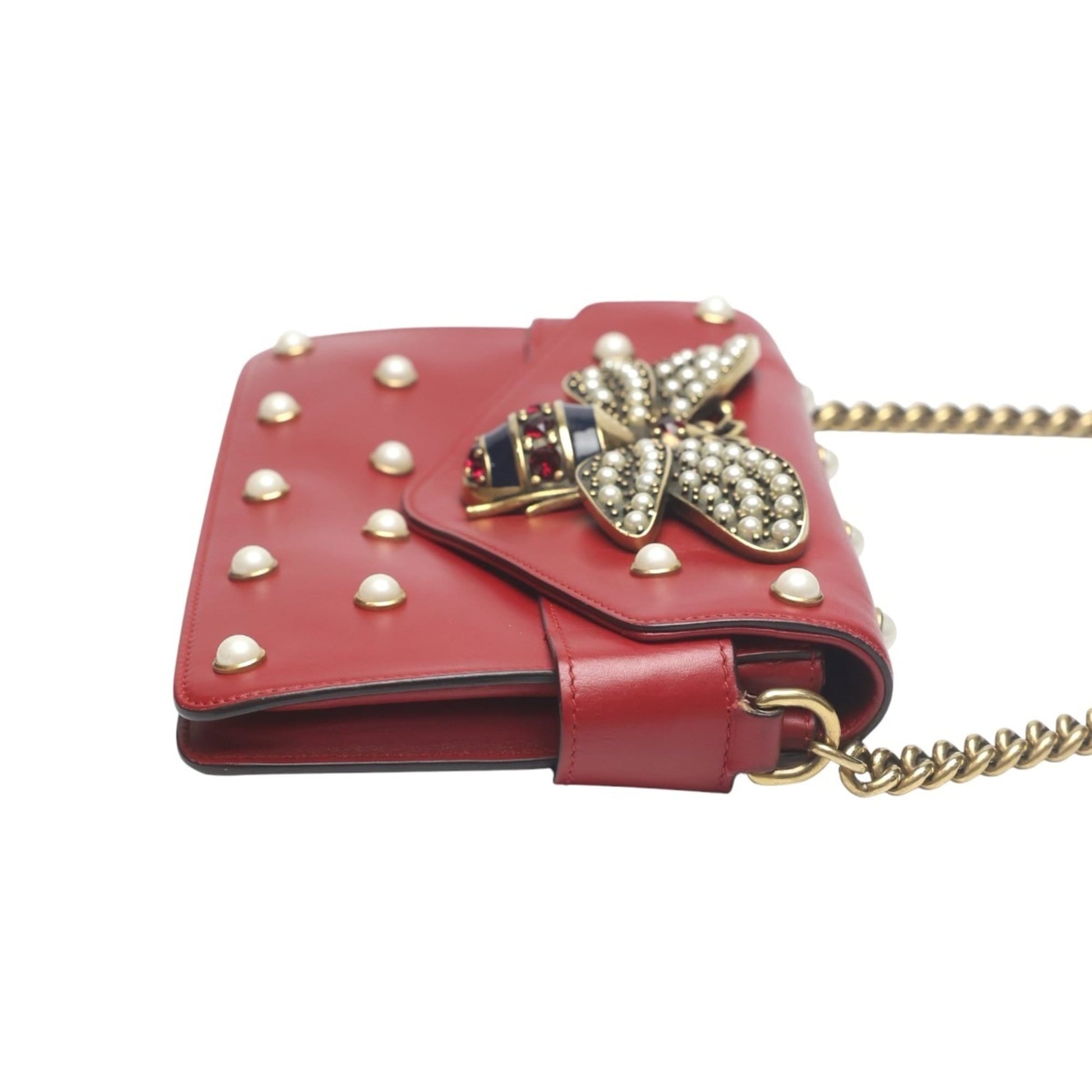 Gucci Red Color Leather Handbag Shoulder Bag