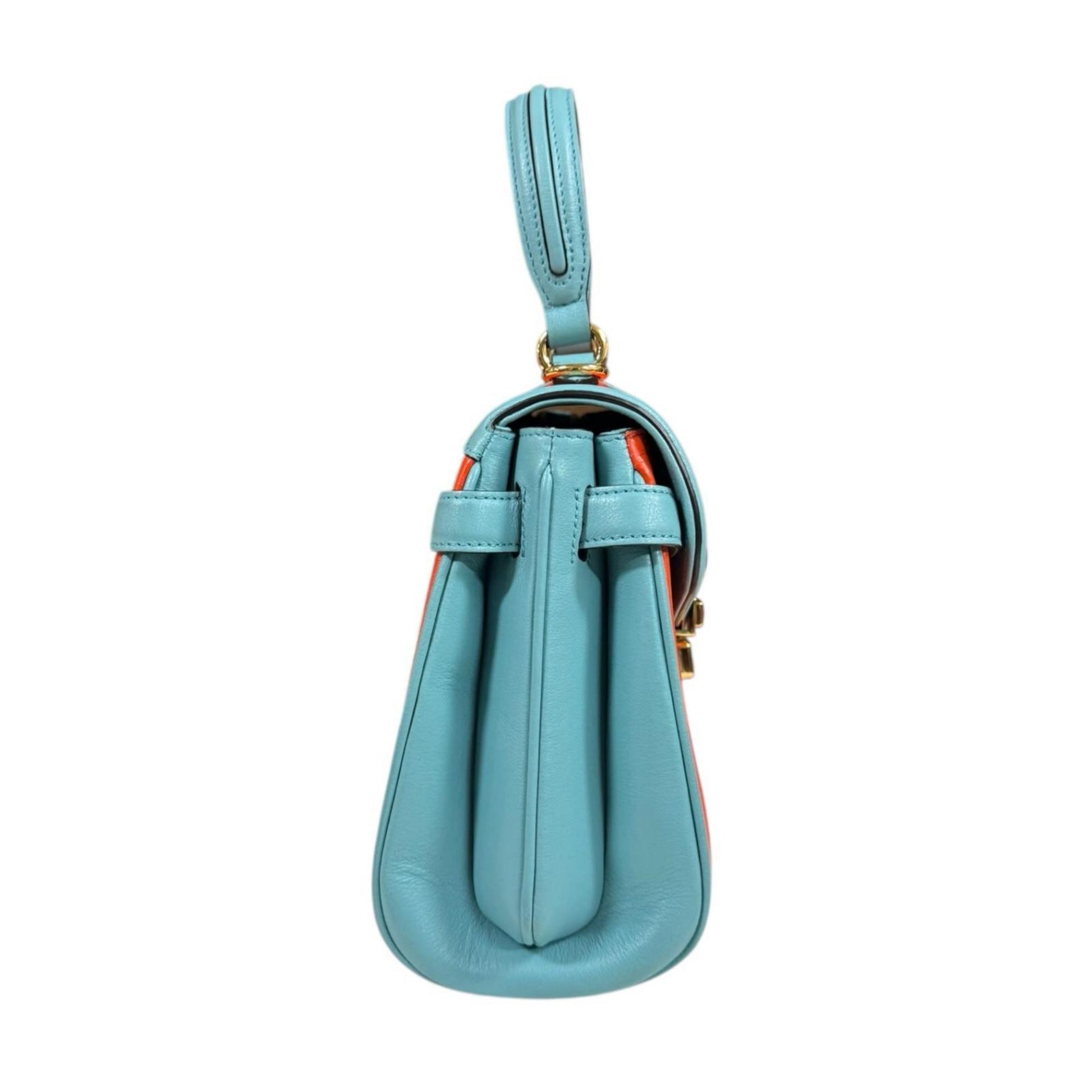 Gucci Light Blue Orange Leather Shoulder Bag