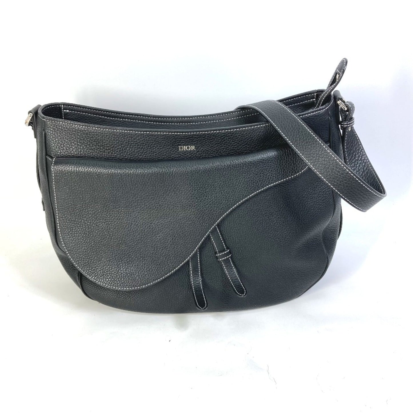 Dior Handbag Christian Shoulder Bag 48 Leather Black