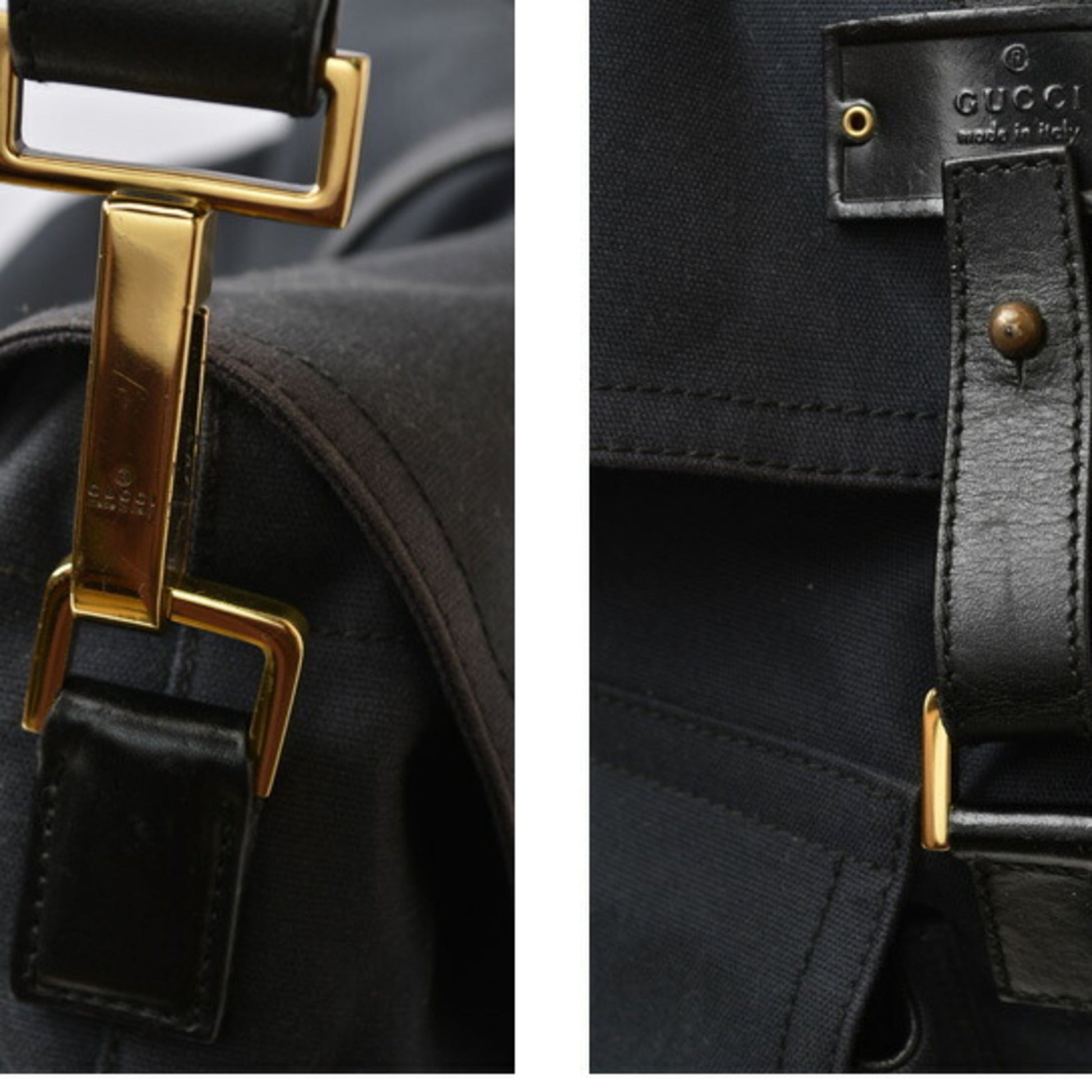 Gucci Black Cotton Canvas Shoulder Bag Sling Bag