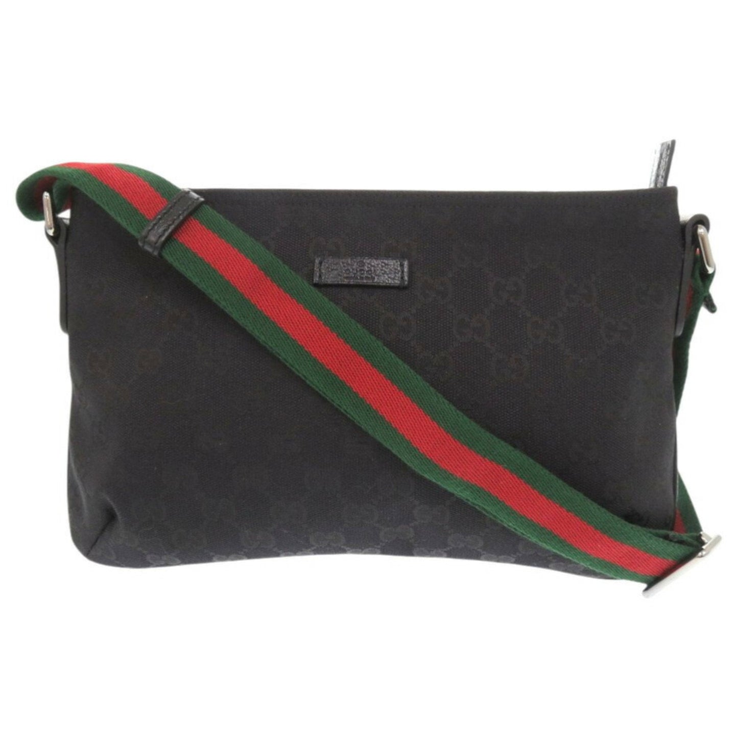 Gucci Black Green Red Color Gg Canvas Leather Shoulder Bag