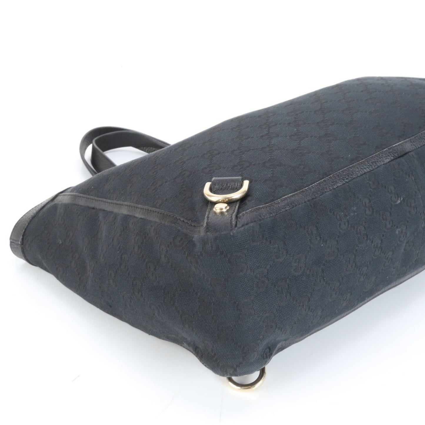 Gucci Black Leather Canvas Tote Bag