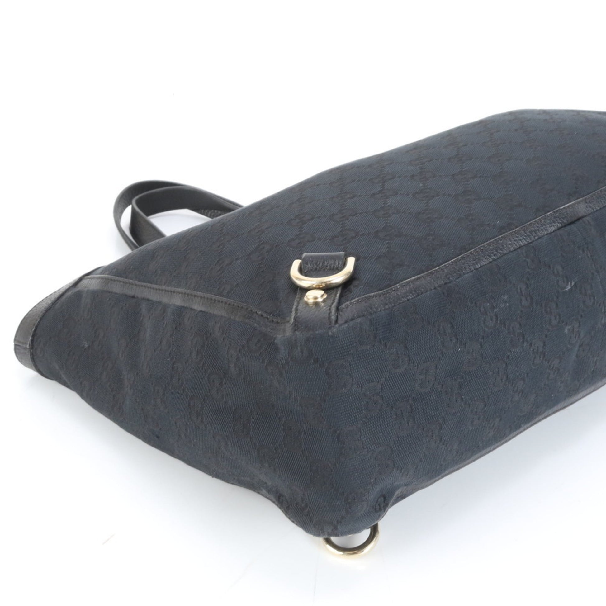 Gucci Black Leather Canvas Tote Bag