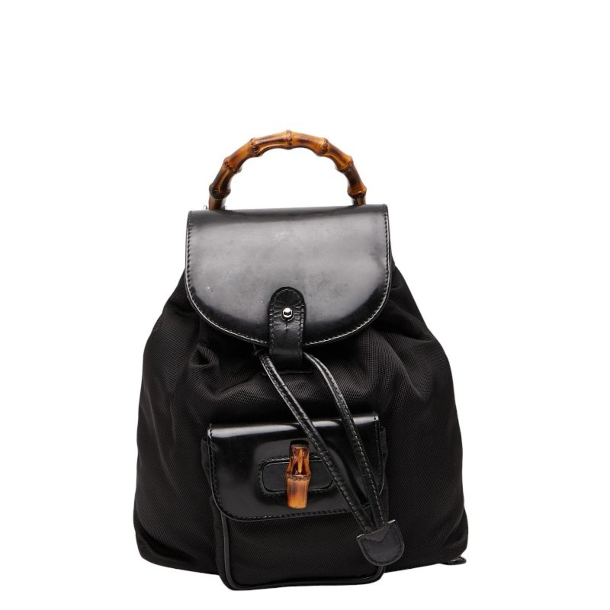 Gucci Black Nylon Leather Backpack