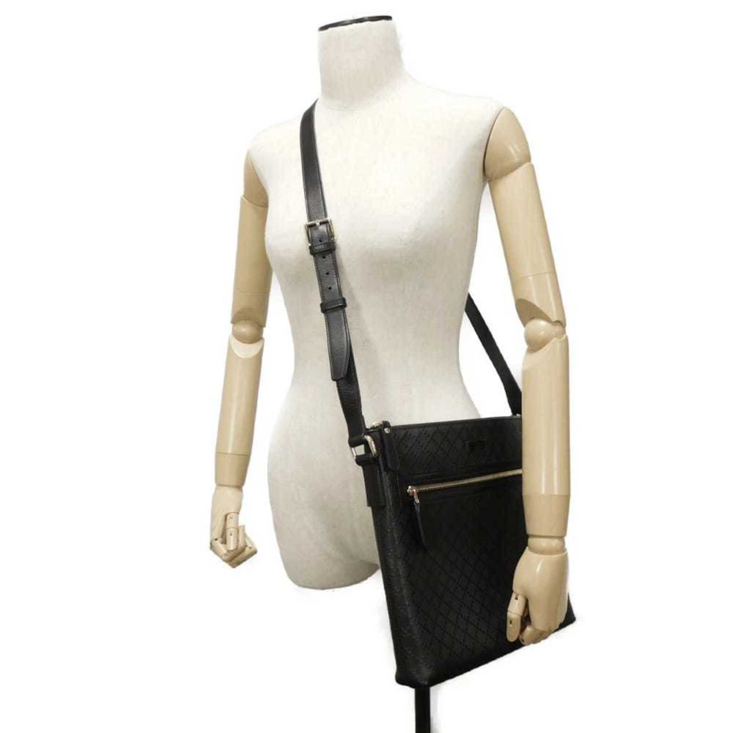 Gucci Diamante Black Leather Messenger Bag Shoulder Bag