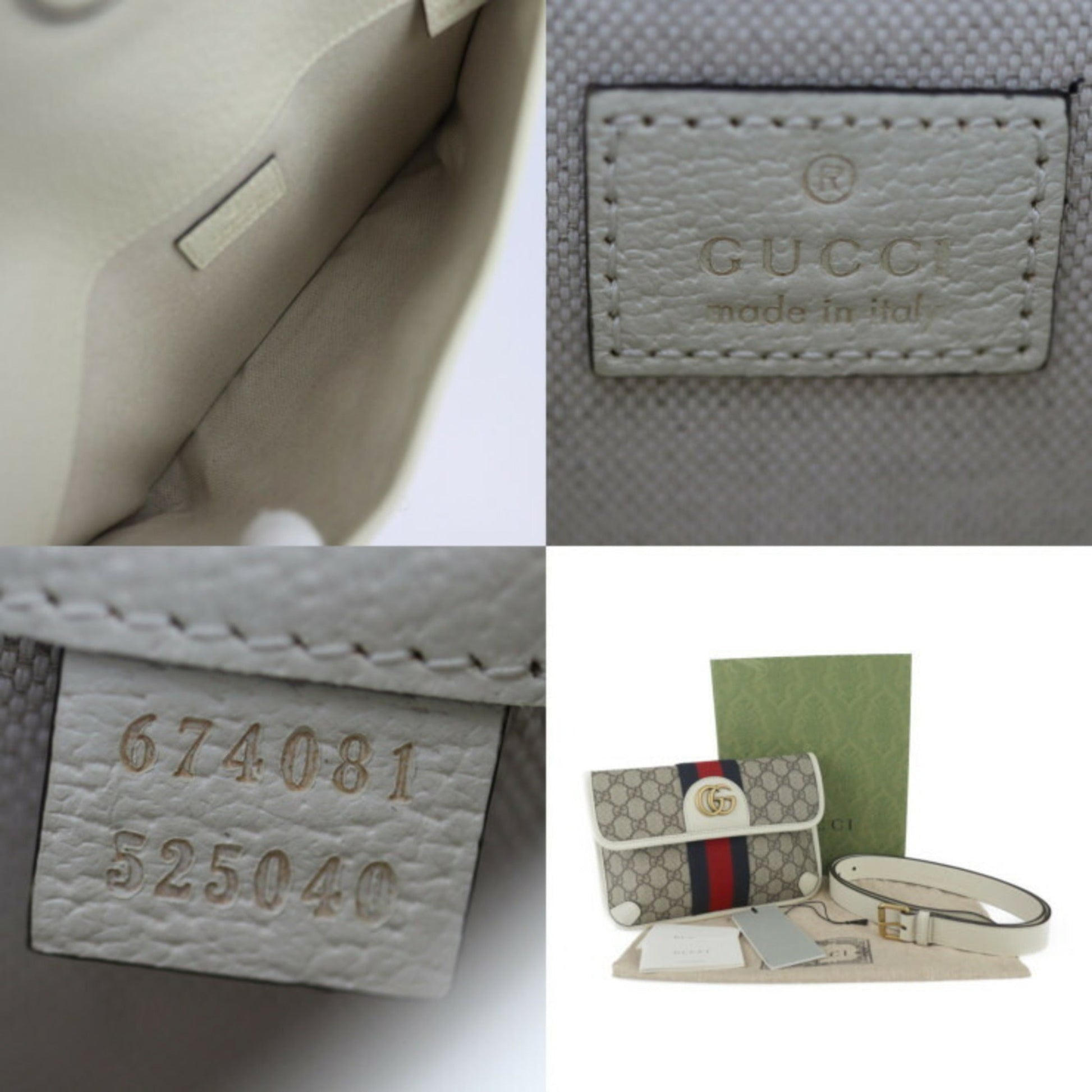Gucci Beige White Gg Supreme Leather Fanny Pack