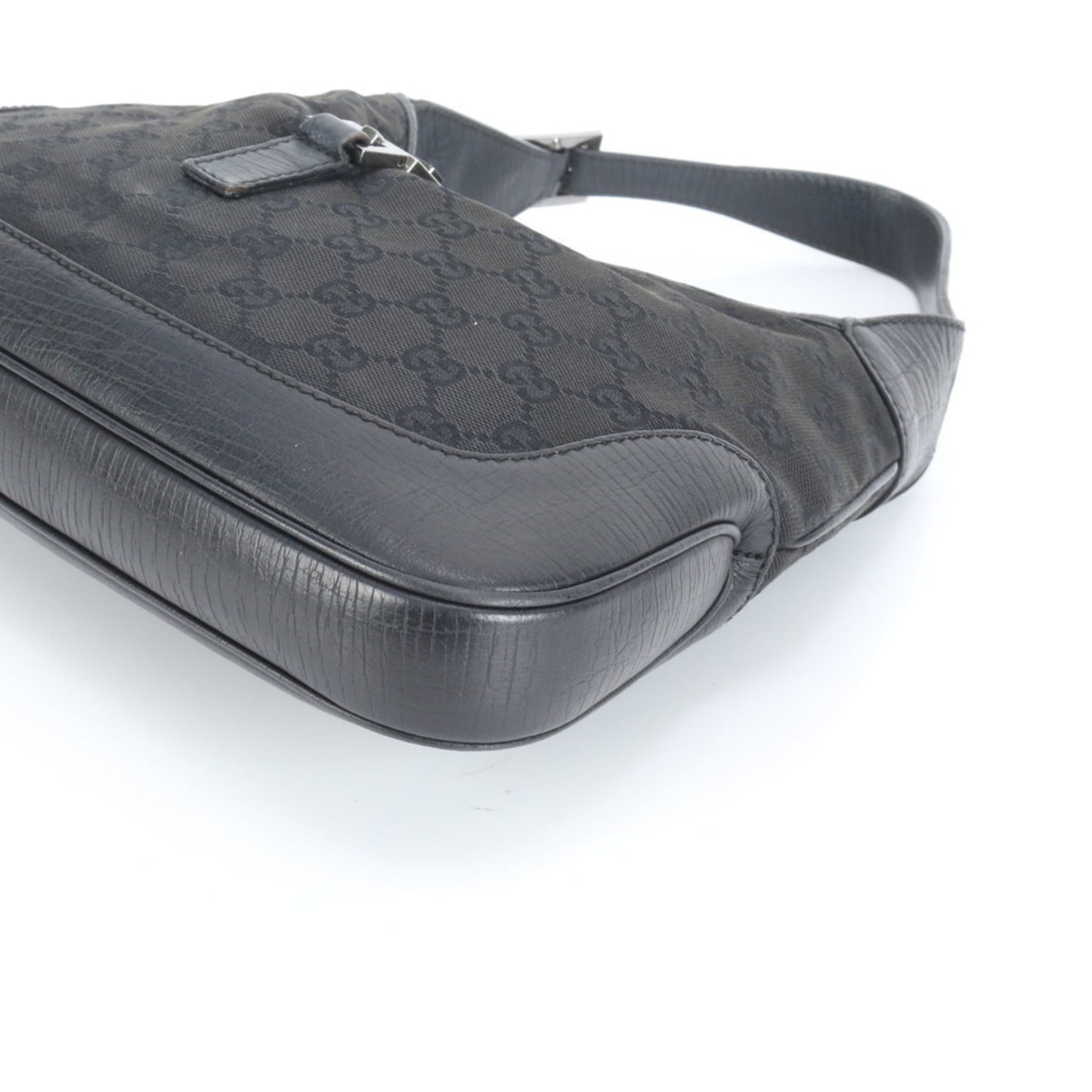Gucci Black Leather Canvas Shoulder Bag