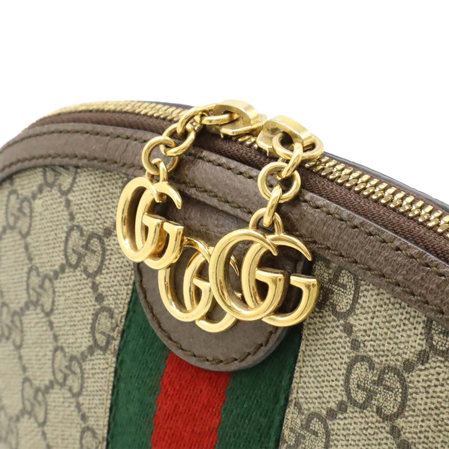 Gucci Beige Brown Green Red Color Gg Supreme Leather Pochette Shoulder Bag