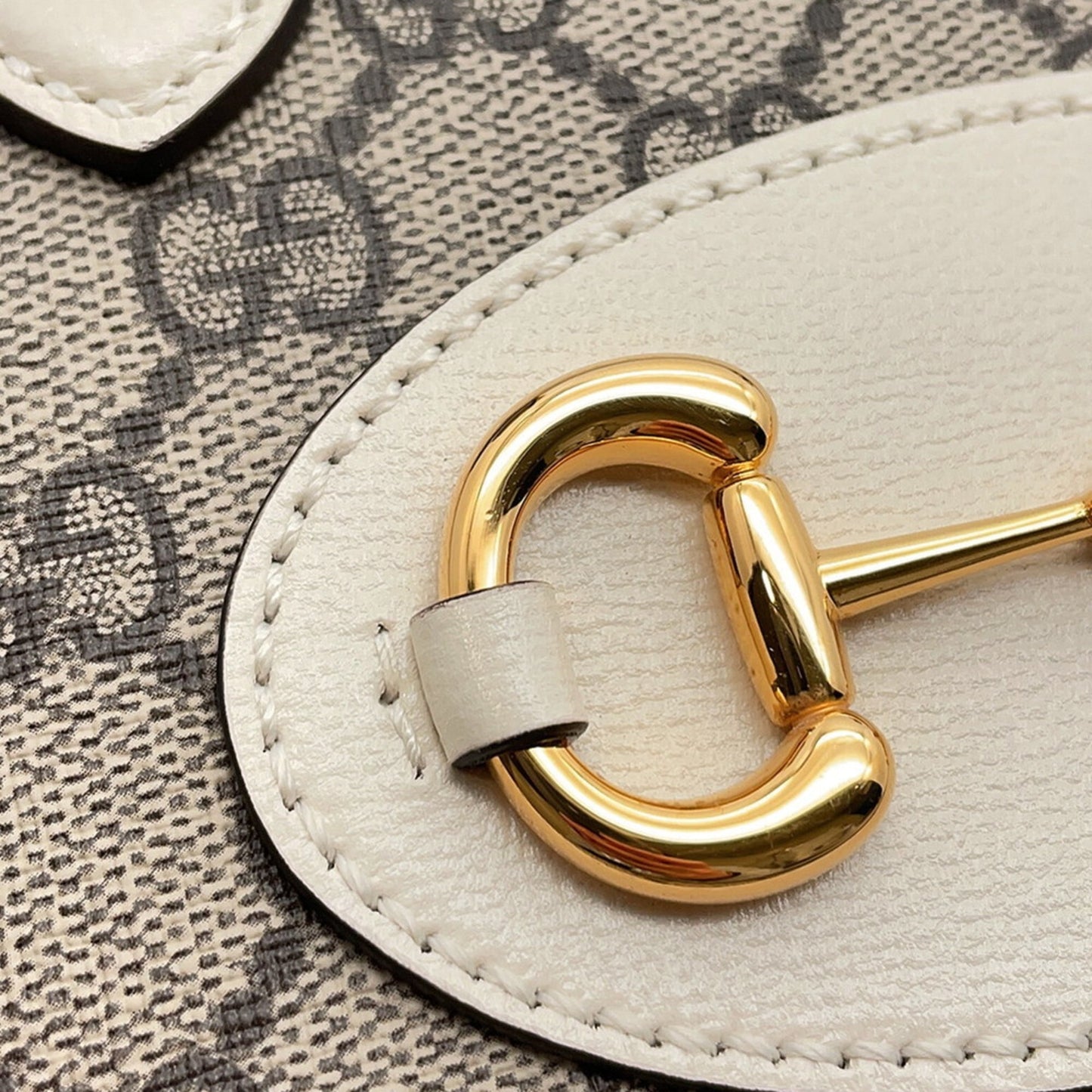 Gucci Horsebit Beige Ivory Gg Supreme Leather Handbag Shoulder Bag