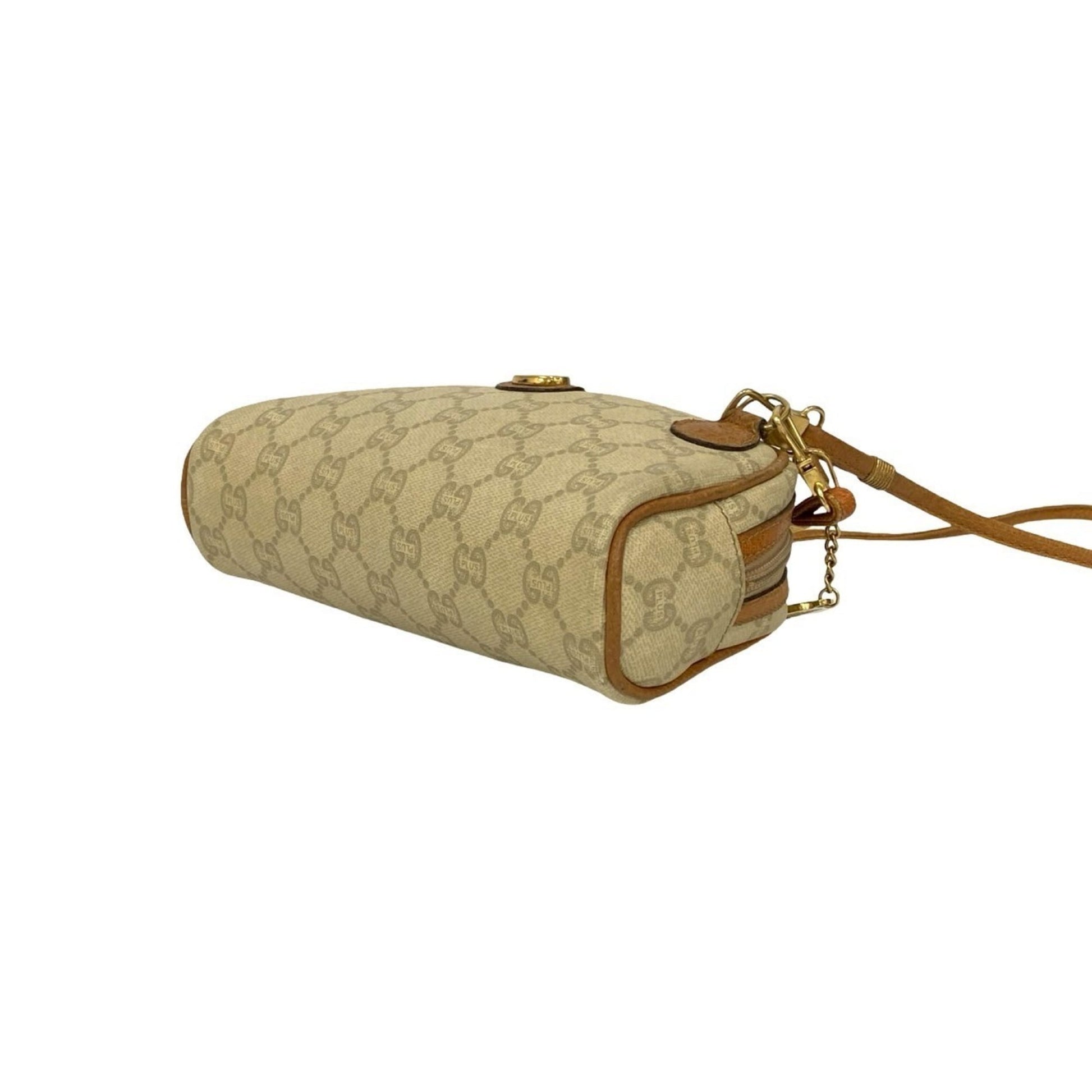 Gucci Beige Brown Leather Pvc Pochette Shoulder Bag