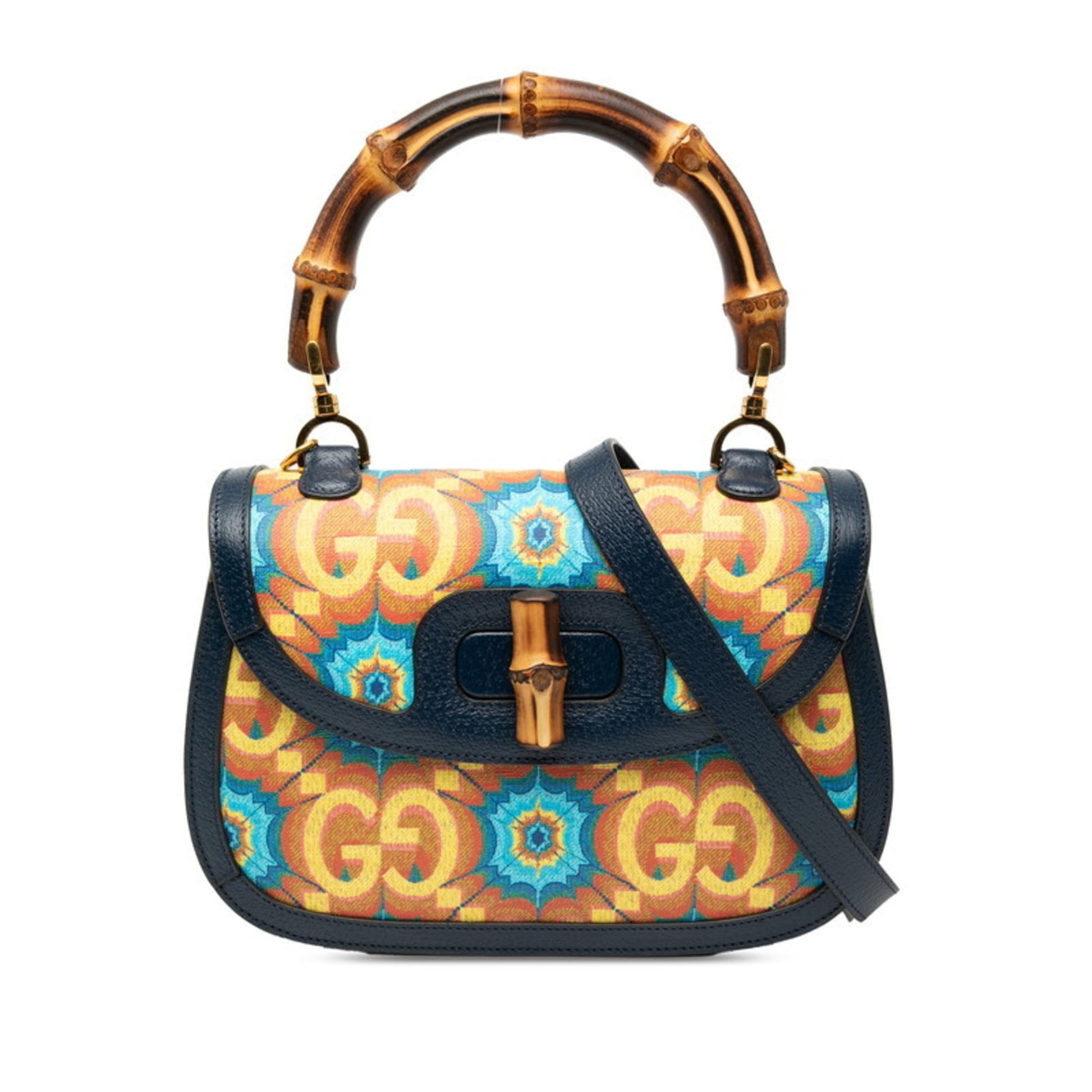 Gucci Multi-Color Navy Pvc Leather Handbag Shoulder Bag