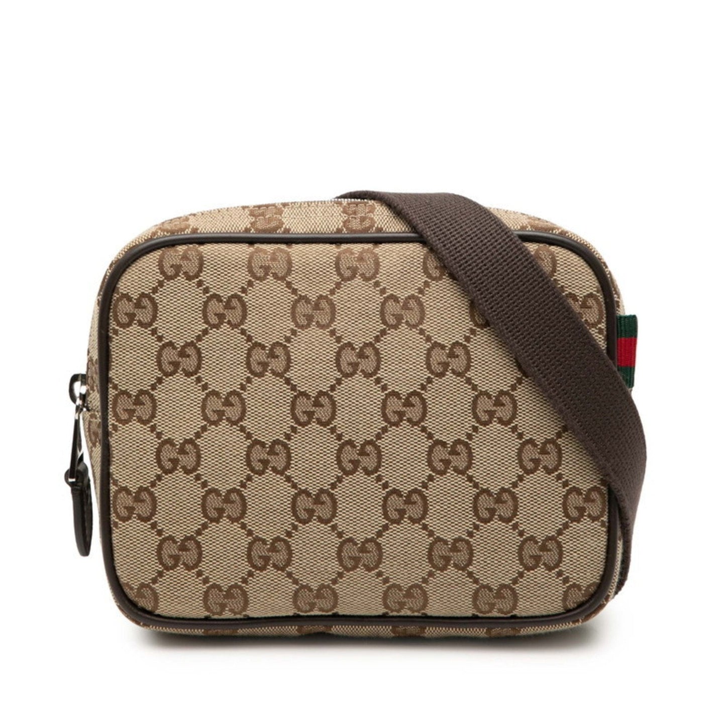 Gucci Beige Brown Canvas Leather Shoulder Bag