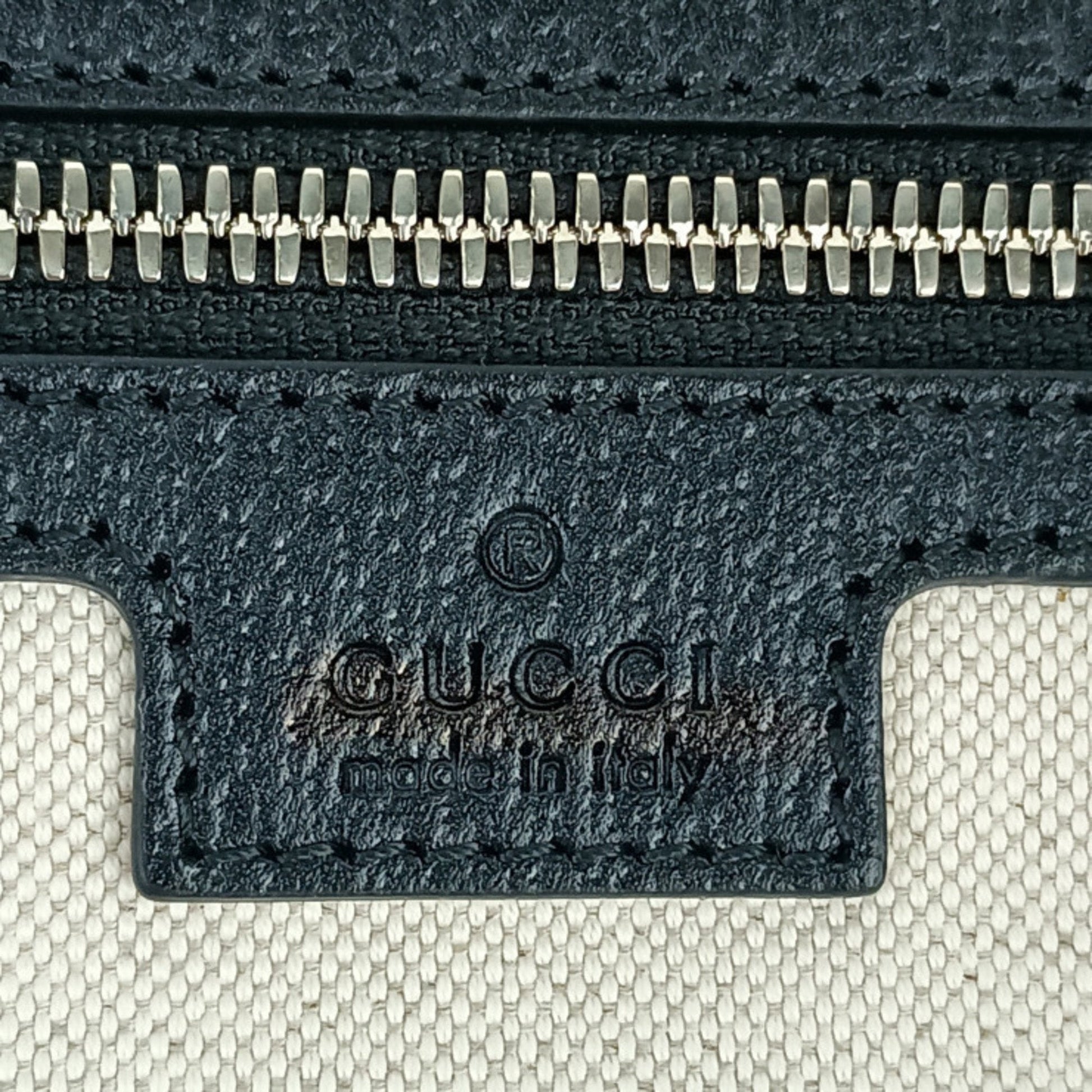 Gucci Black Ivory Canvas Handbag Shoulder Bag Tote Bag