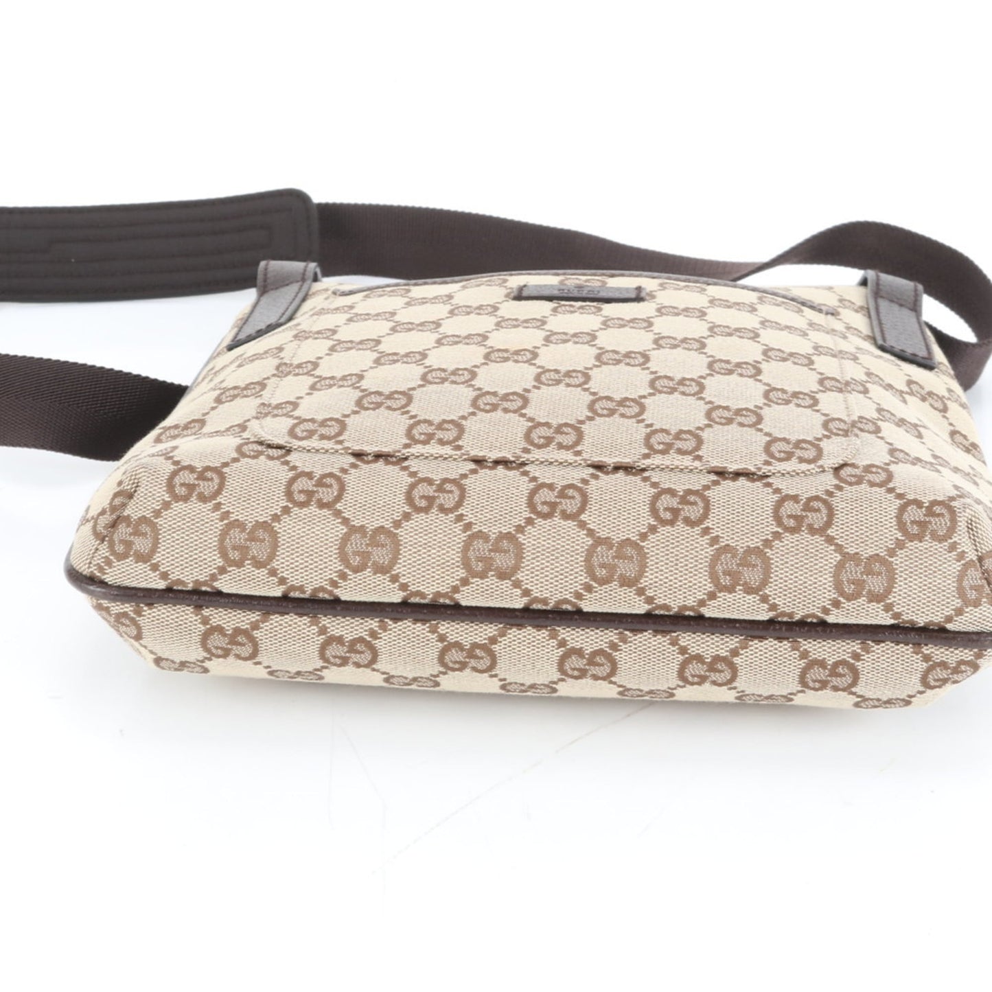 Gucci Brown Leather Canvas Shoulder Bag