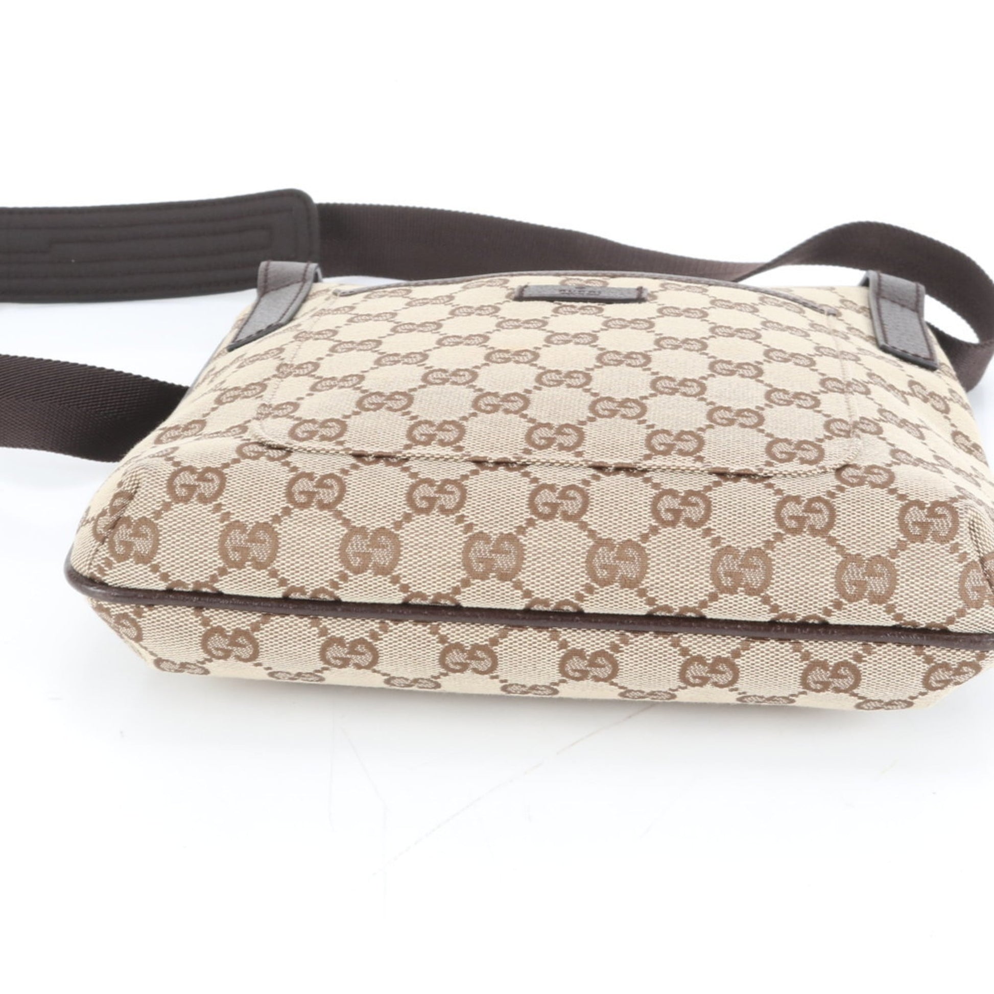 Gucci Brown Leather Canvas Shoulder Bag