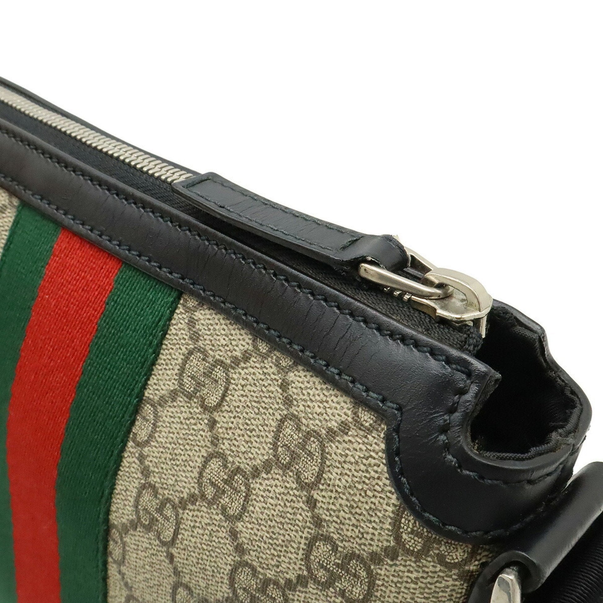 Gucci Beige Black Green Red Color Gg Supreme Leather Shoulder Bag