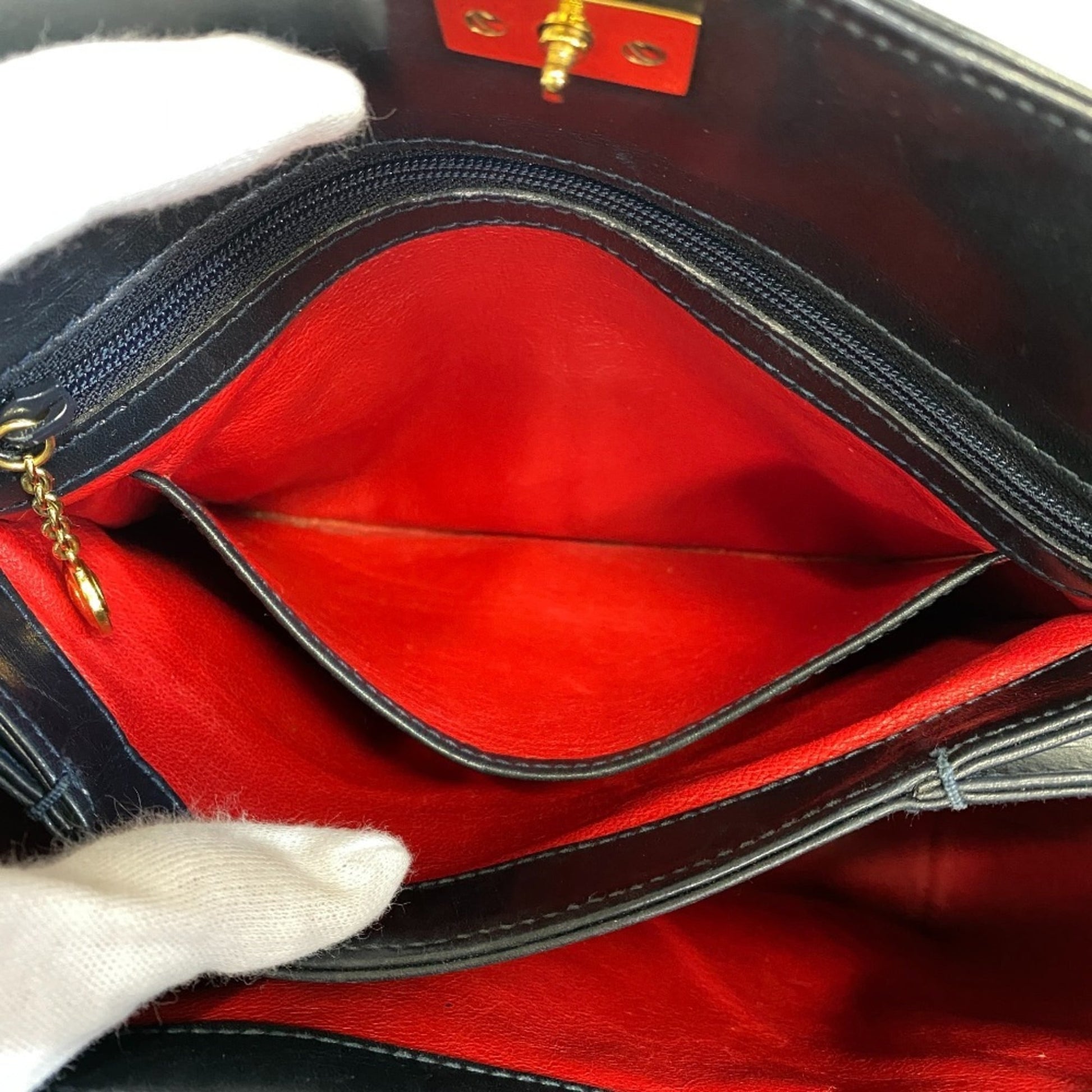 Gucci Black Red Color Leather Handbag