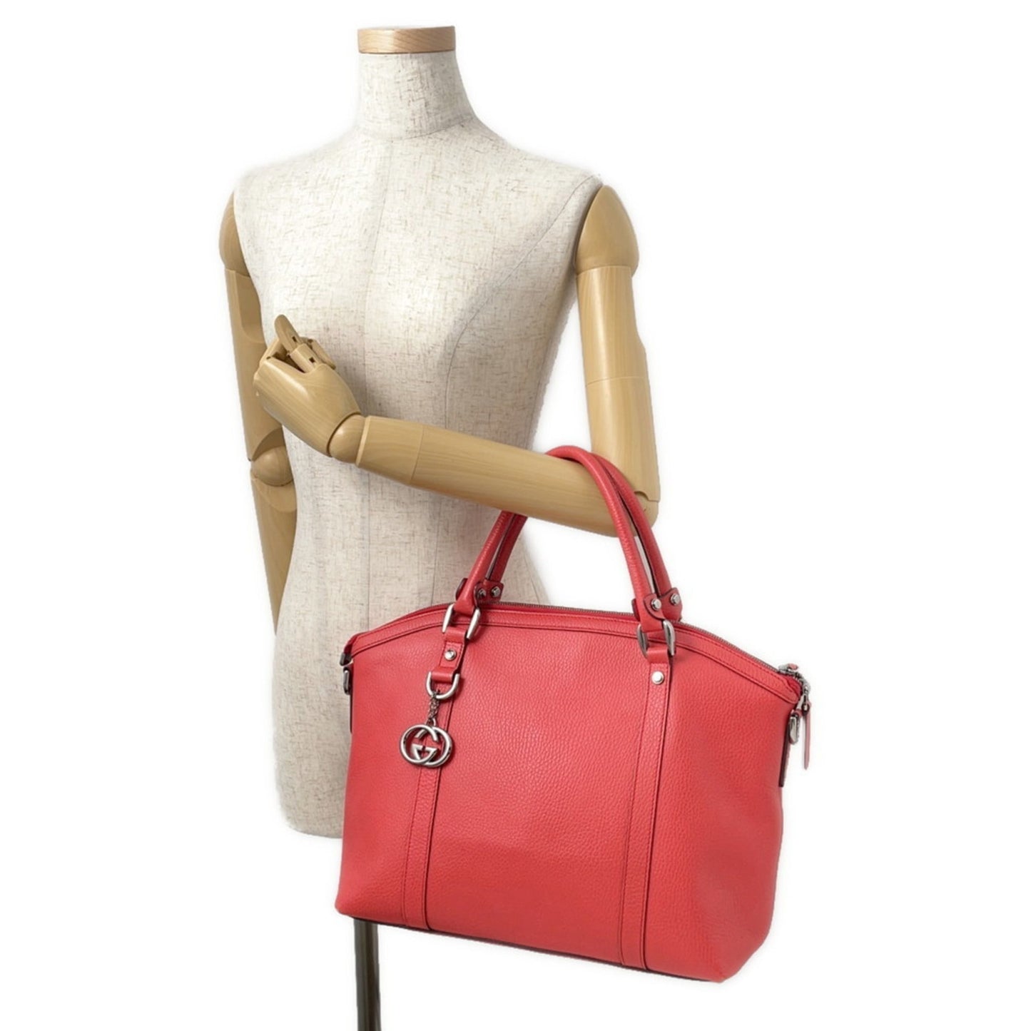 Gucci Red Brown Leather Shoulder Bag Tote Bag