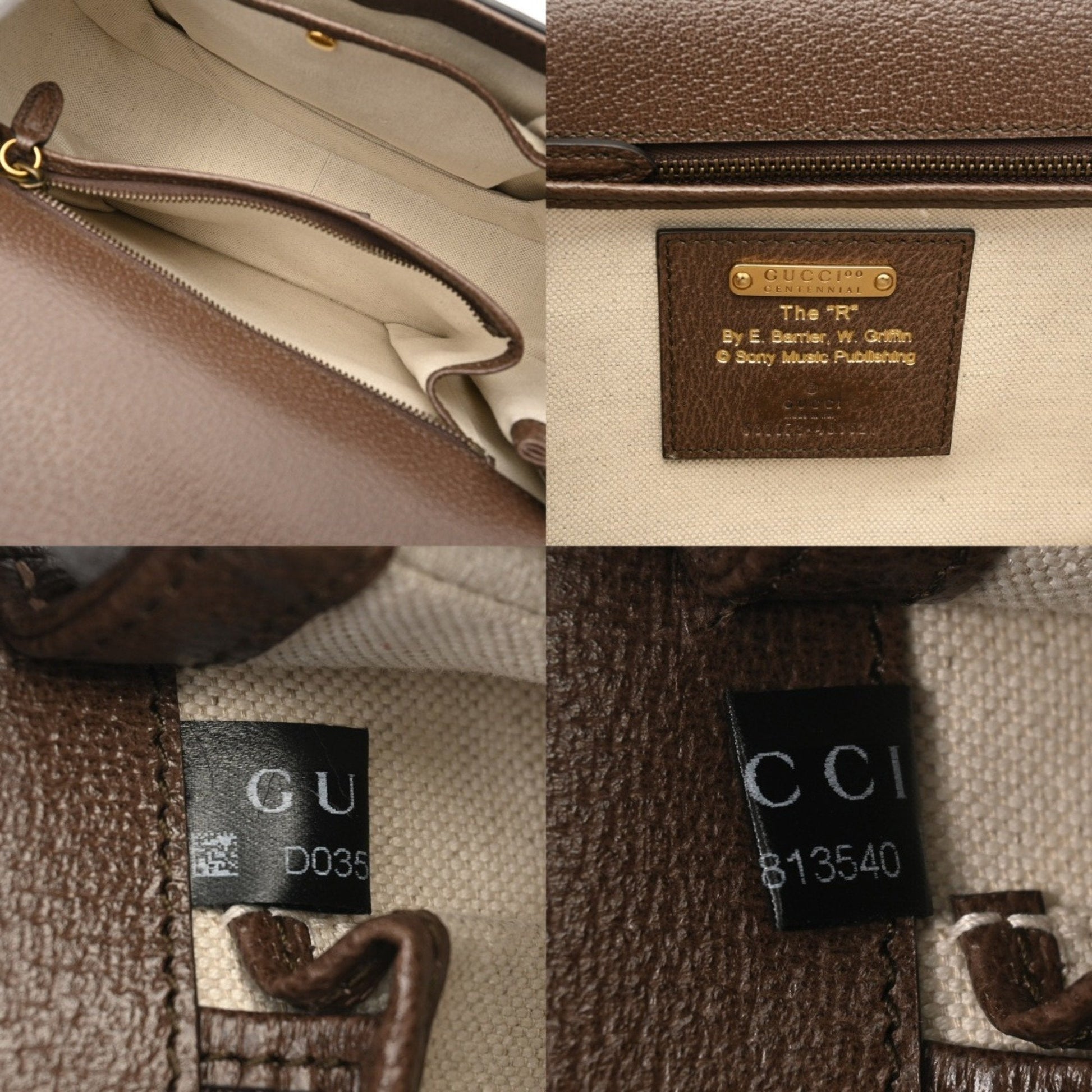 Gucci Beige Green Canvas Leather Handbag