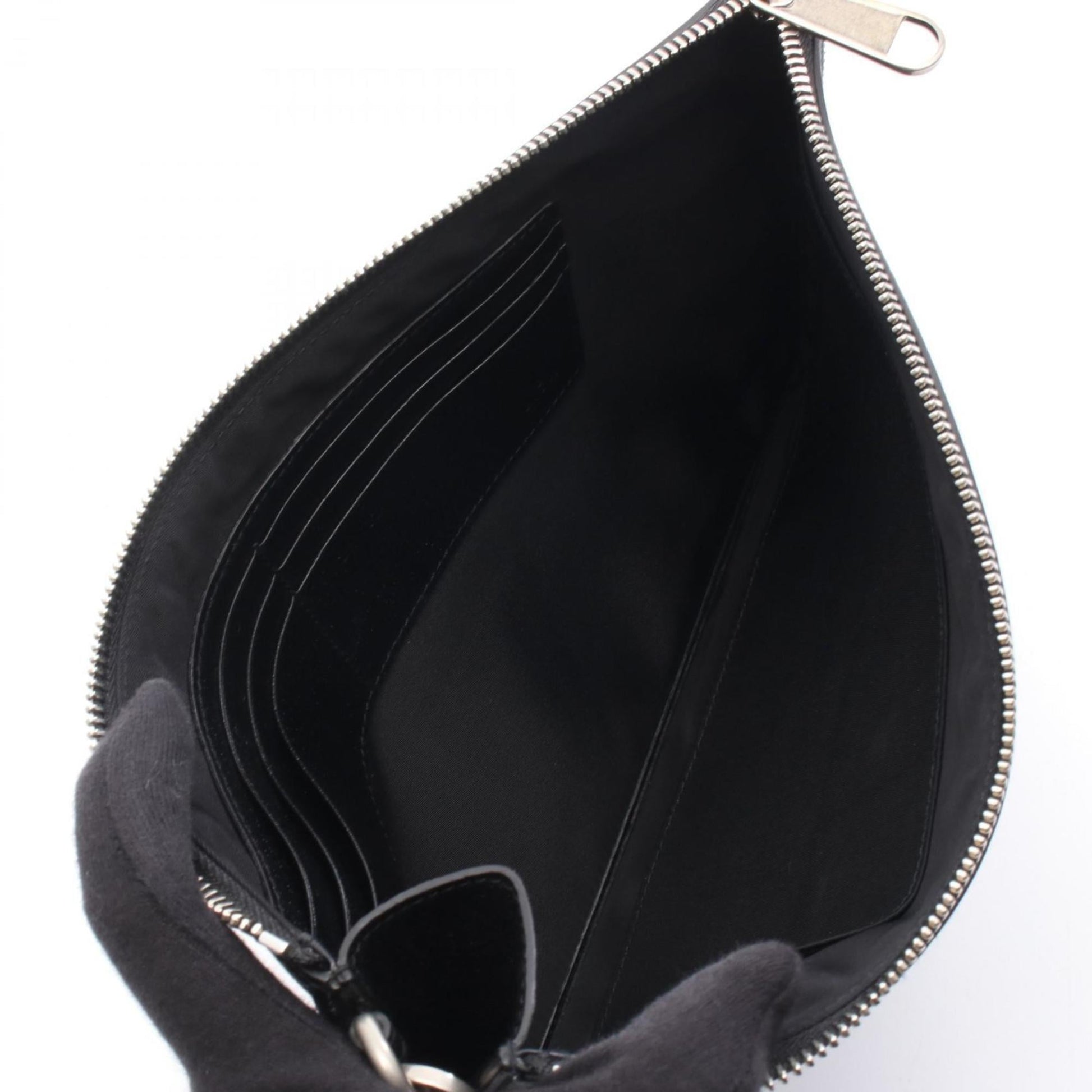 Gucci Black Nylon Canvas Leather Clutch Bag