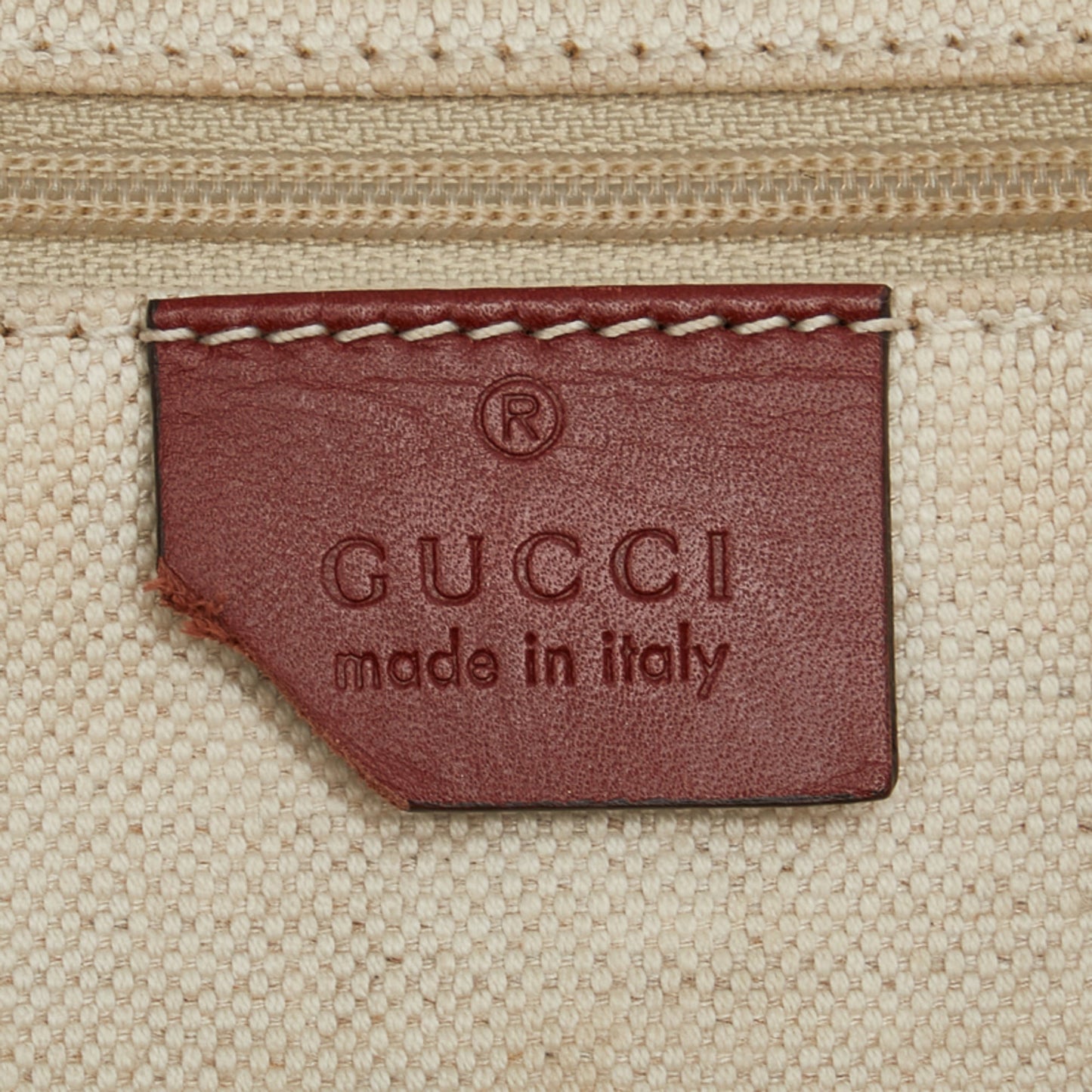 Gucci Beige Red Color Canvas Leather Shoulder Bag Tote Bag