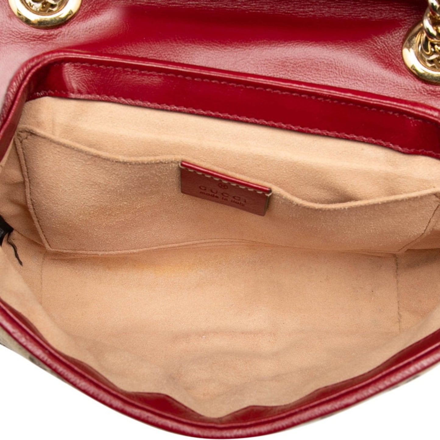 Gucci Beige Red Color Canvas Leather Shoulder Bag