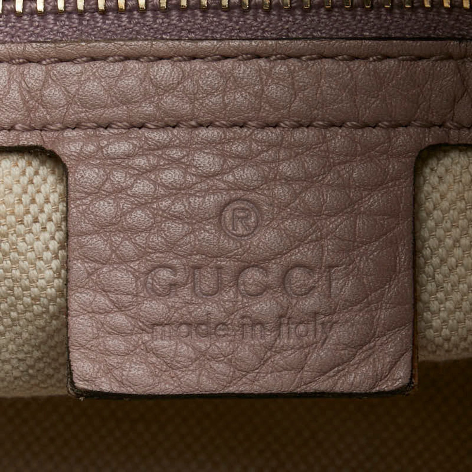Gucci Beige Pink Canvas Leather Handbag Shoulder Bag