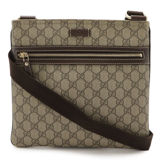 Gucci Beige Dark Brown Khaki Gg Supreme Leather Shoulder Bag