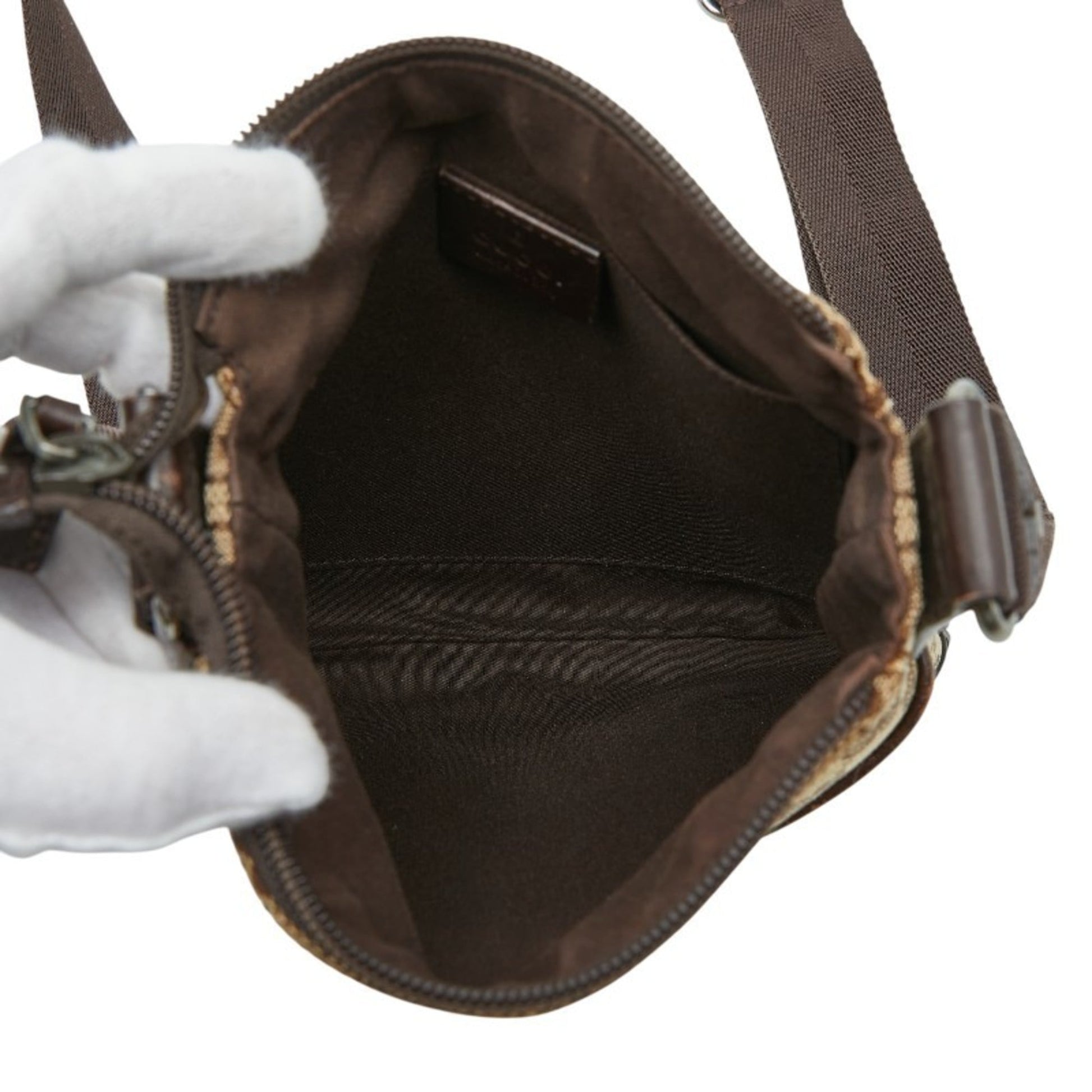 Gucci Gg Canvas Beige Brown Gg Canvas Leather Shoulder Bag