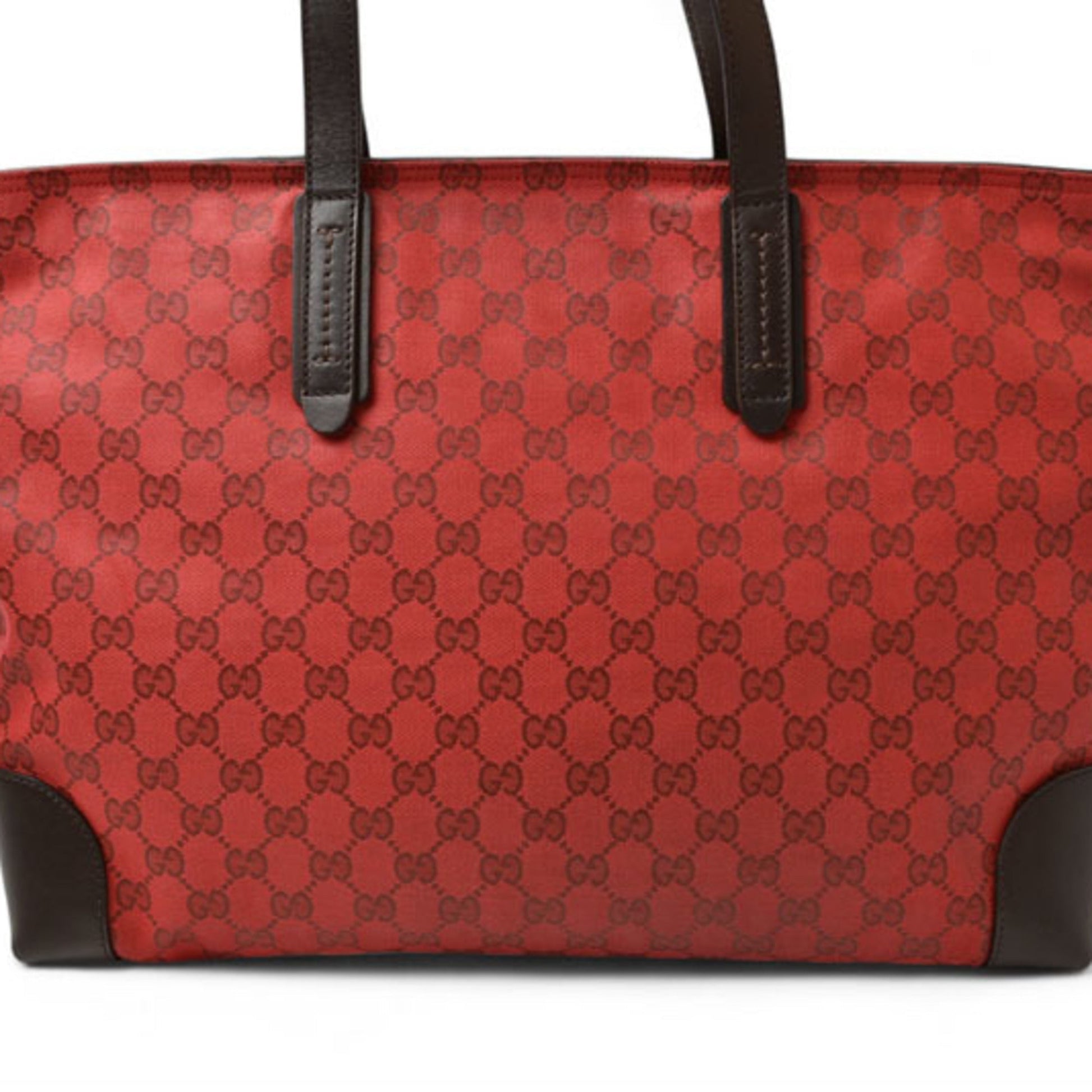 Gucci Dark Red Red Color Coated Canvas Shoulder Bag Tote Bag
