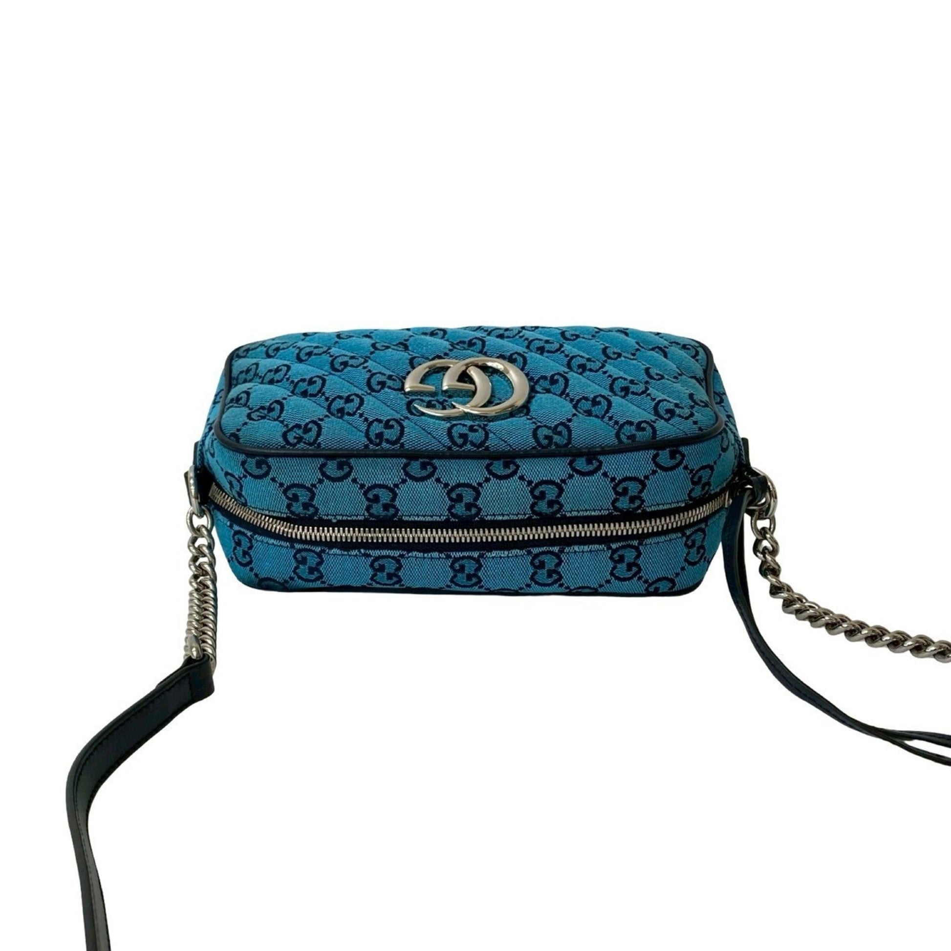 Gucci Blue Navy Canvas Leather Pochette Shoulder Bag