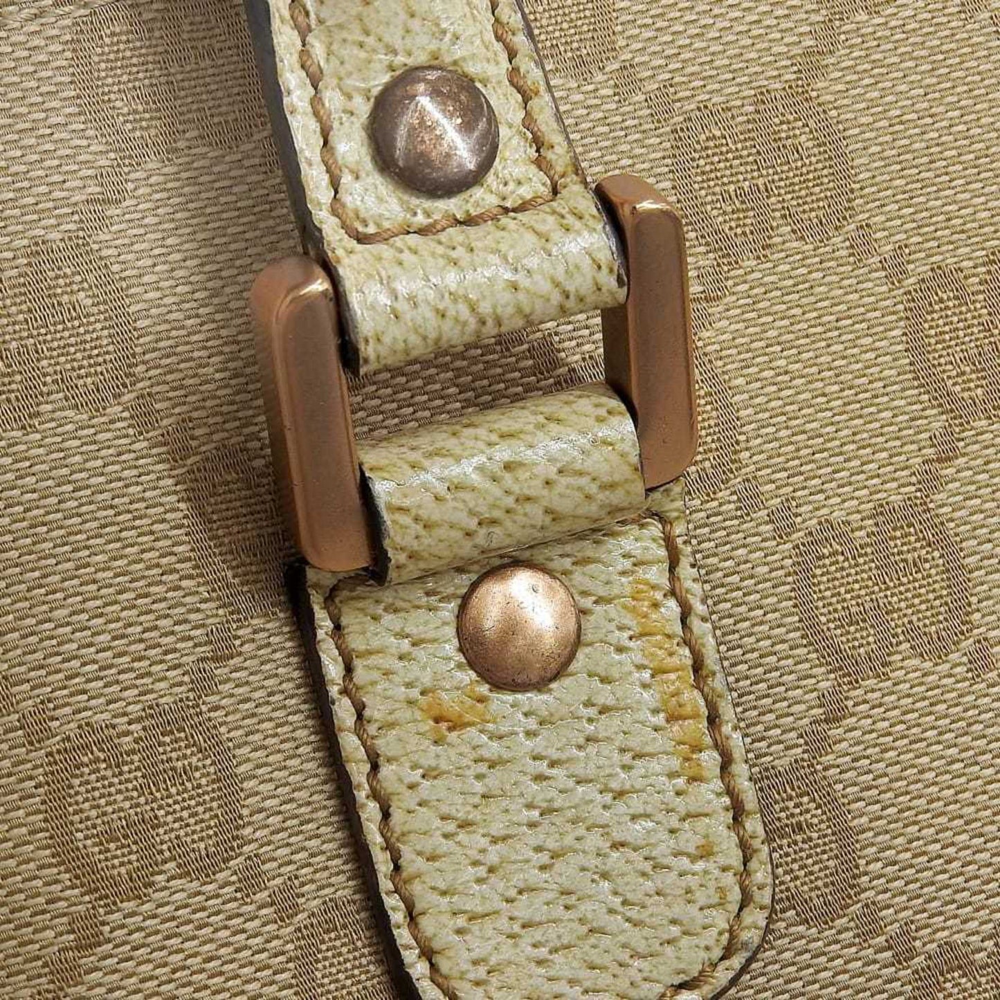 Gucci Beige Ivory Canvas Leather Handbag Tote Bag