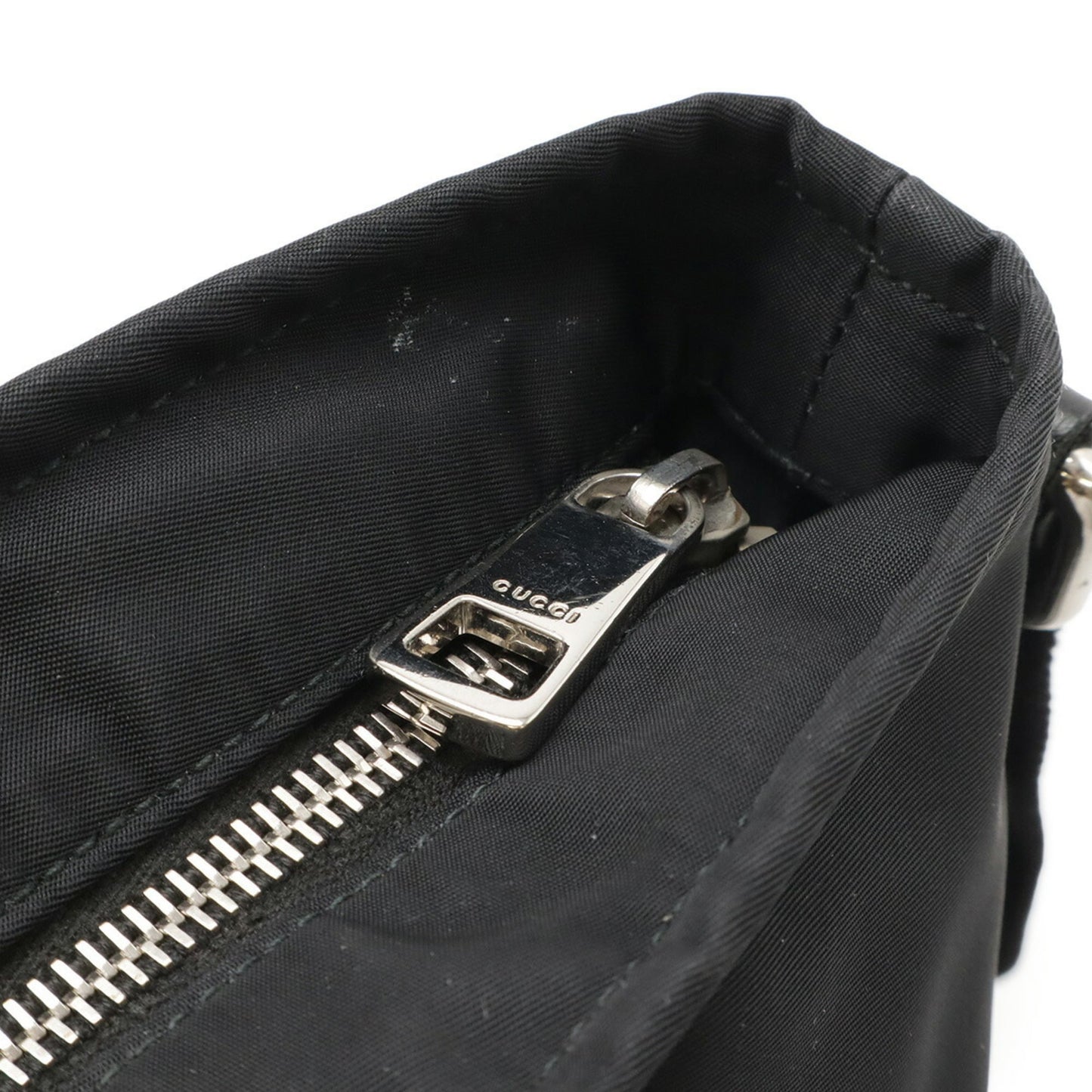 Gucci Black Gray Nylon Leather Shoulder Bag