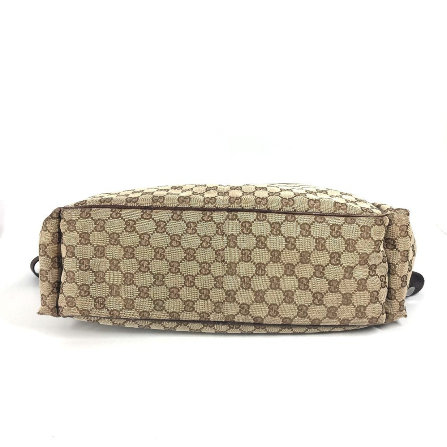 Gucci Gg Canvas Beige Dark Brown Gg Canvas Leather Shoulder Bag