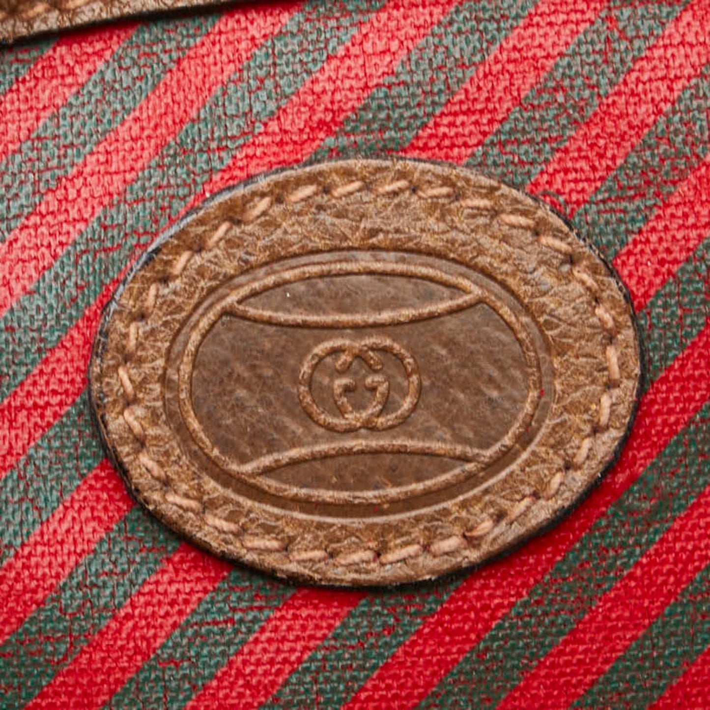 Gucci Brown Red Color Pvc Leather Pouch