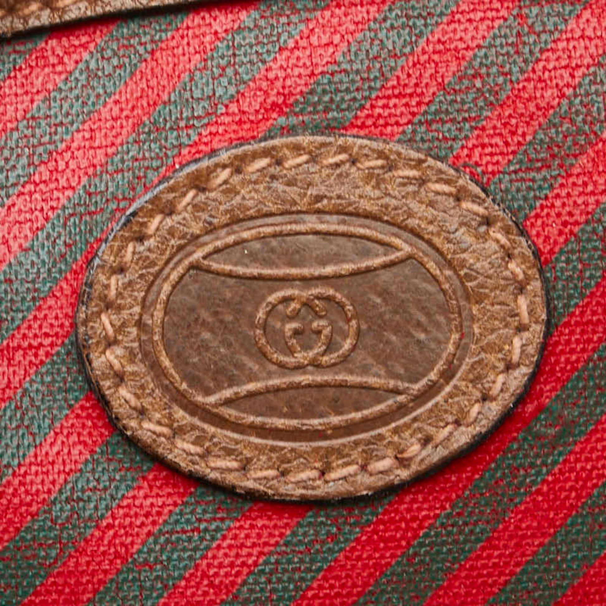 Gucci Brown Red Color Pvc Leather Pouch