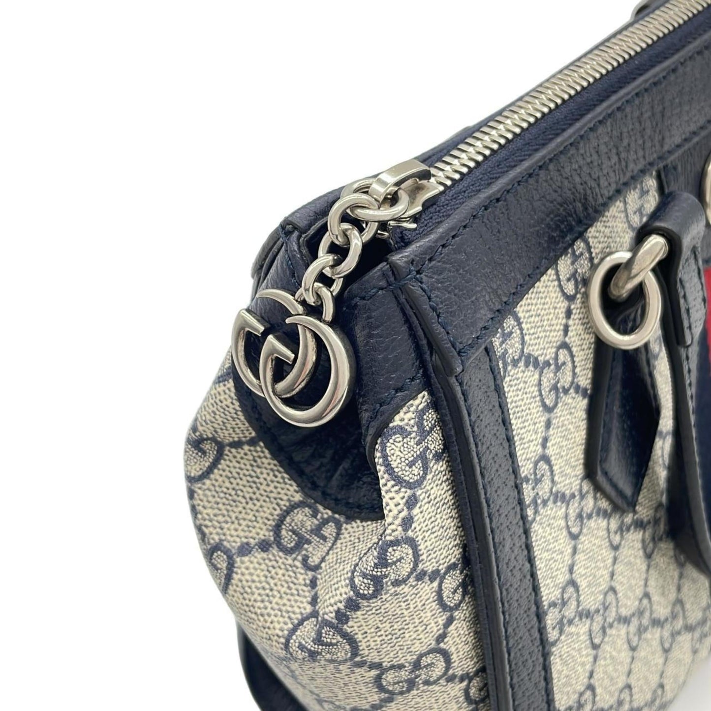 Gucci Beige Blue Gg Supreme Leather Handbag