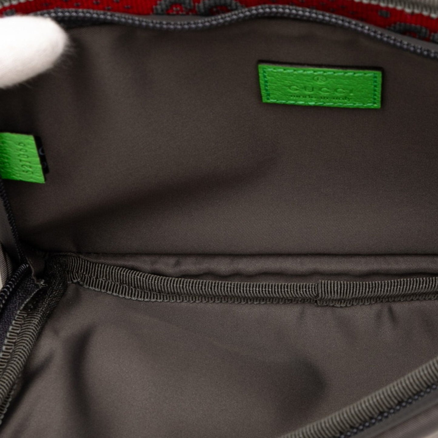 Gucci Gray Green Red Color Nylon Rubber Sling Bag