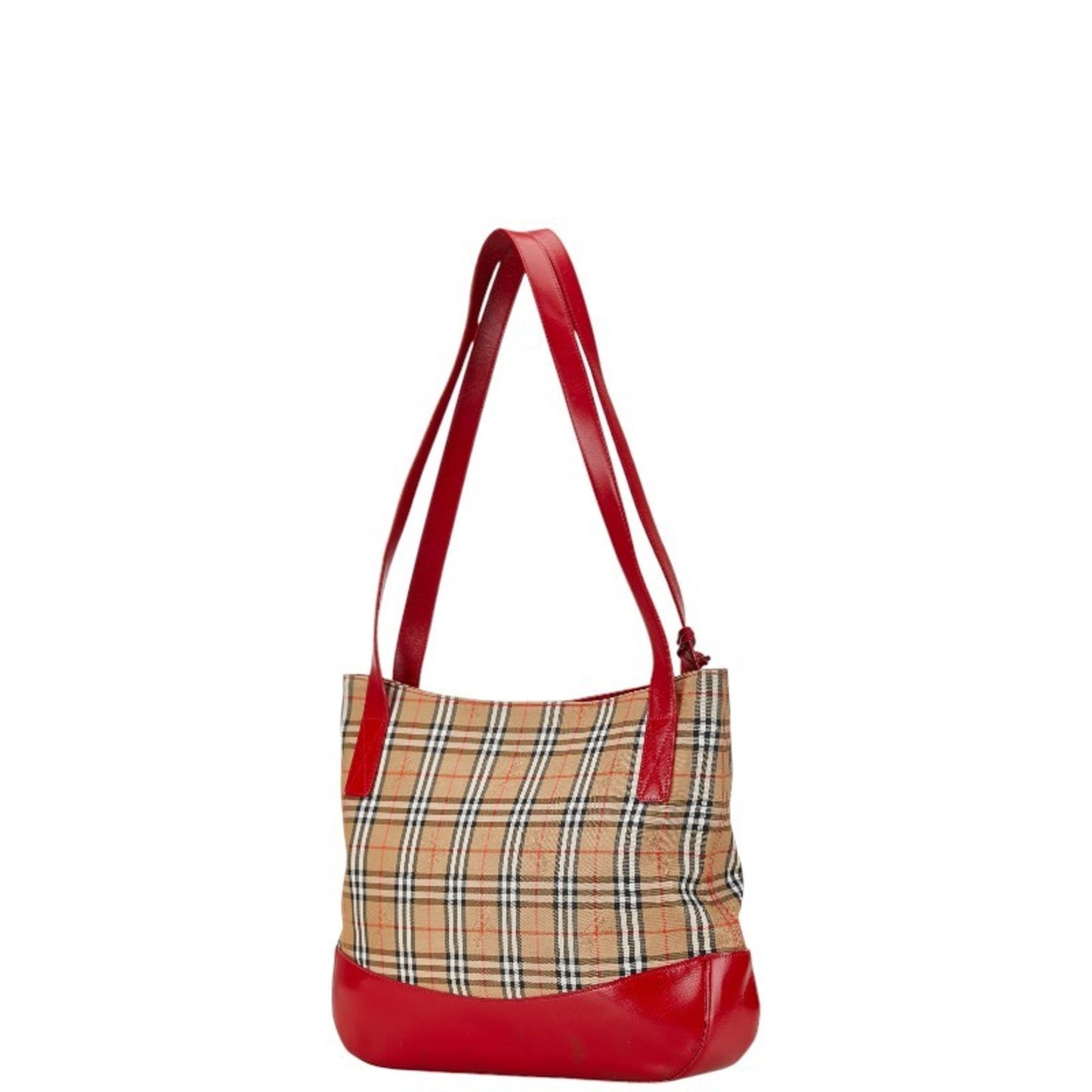 Burberry Color Shoulder Bag Tote Bag Leather Canvas Beige
