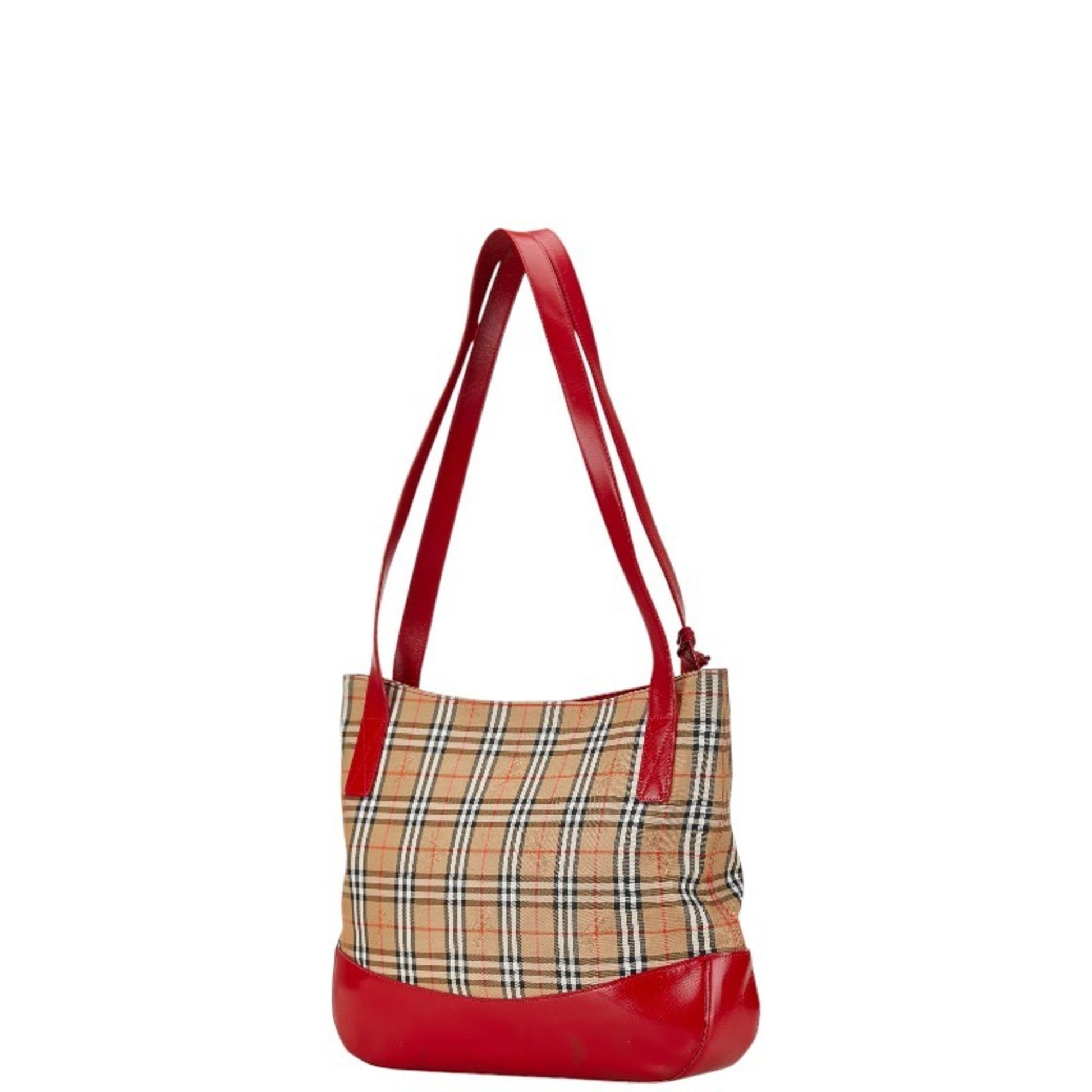 Burberry Color Shoulder Bag Tote Bag Leather Canvas Beige