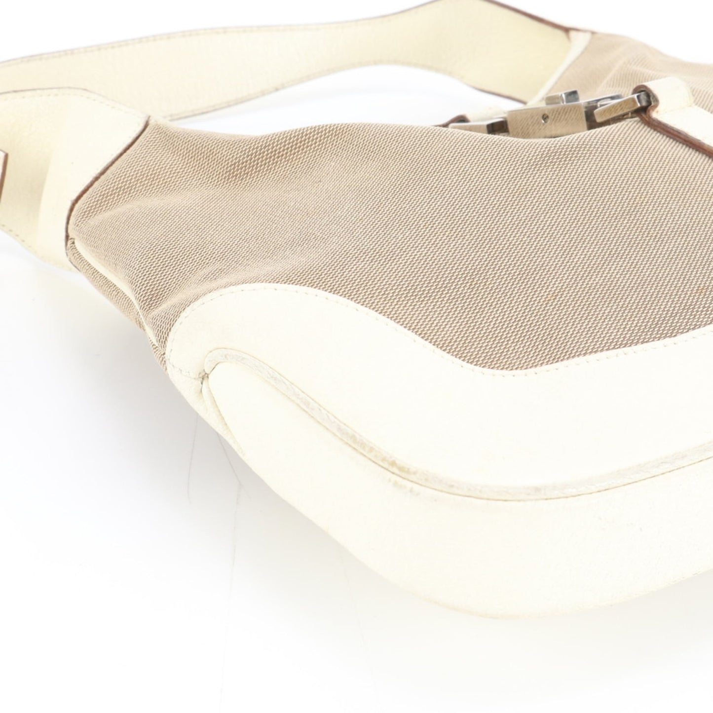 Gucci Beige Leather Canvas Shoulder Bag