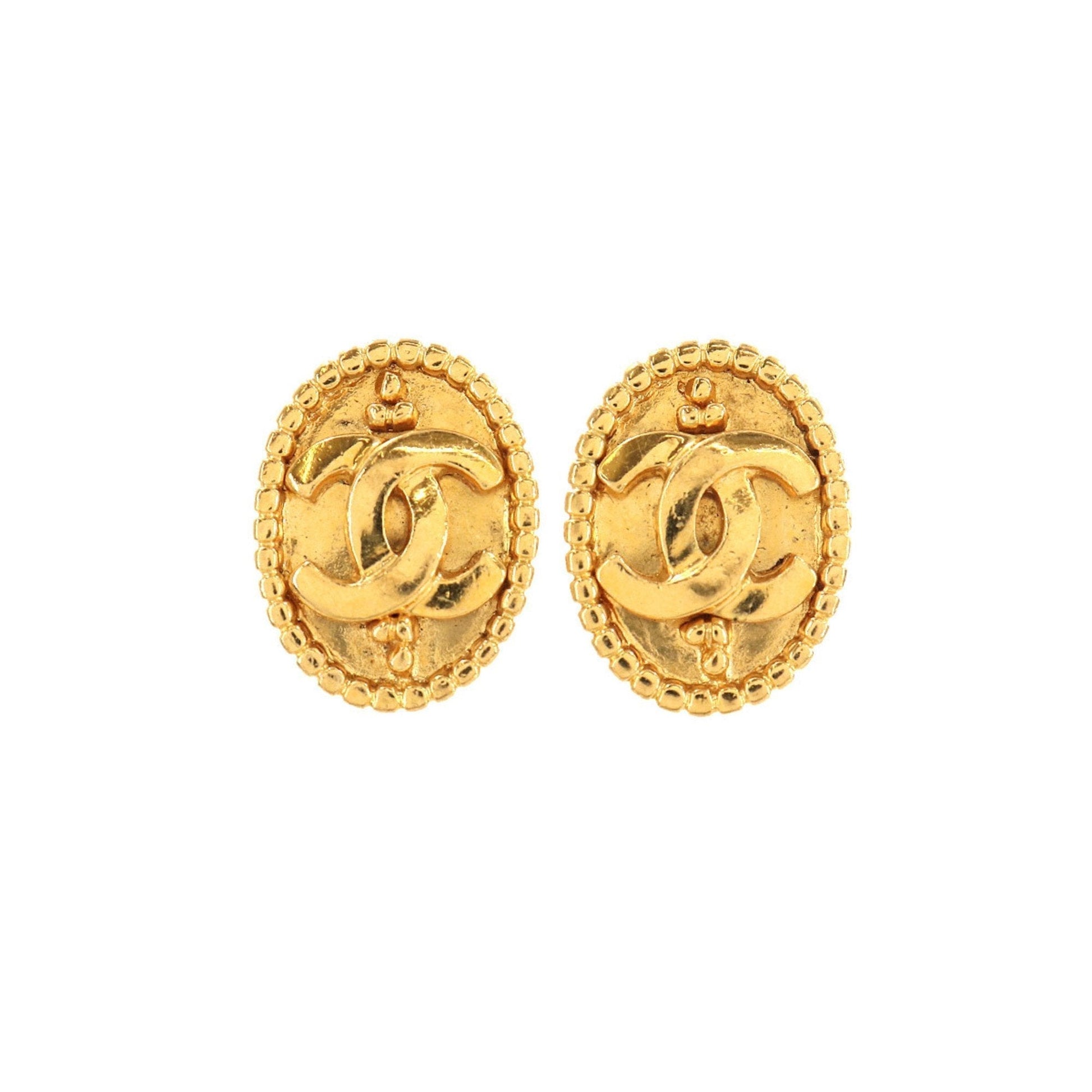 Chanel here mark earrings oval type gold 96A accessories   Earrings