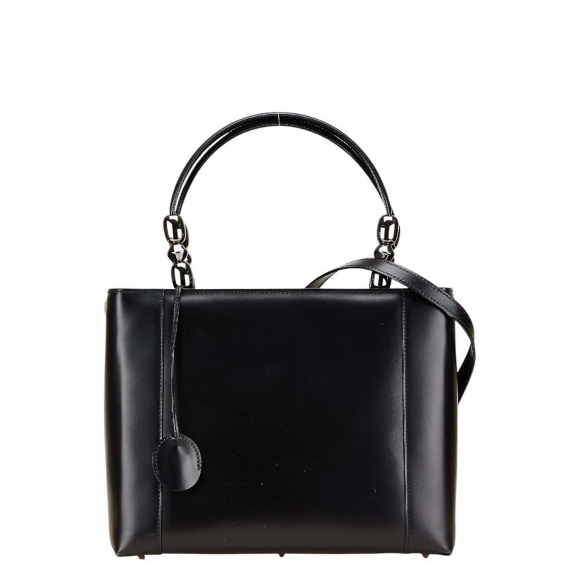 Dior Handbag Christian Shoulder Bag 55 Leather Black