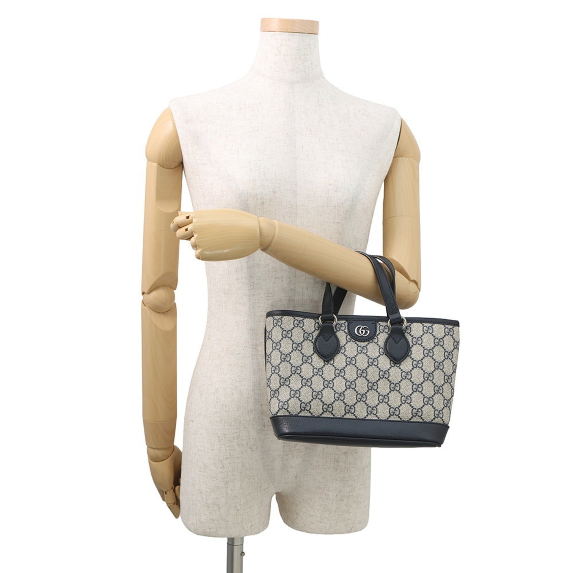Gucci Ophidia Beige Navy Gg Supreme Leather Shoulder Bag