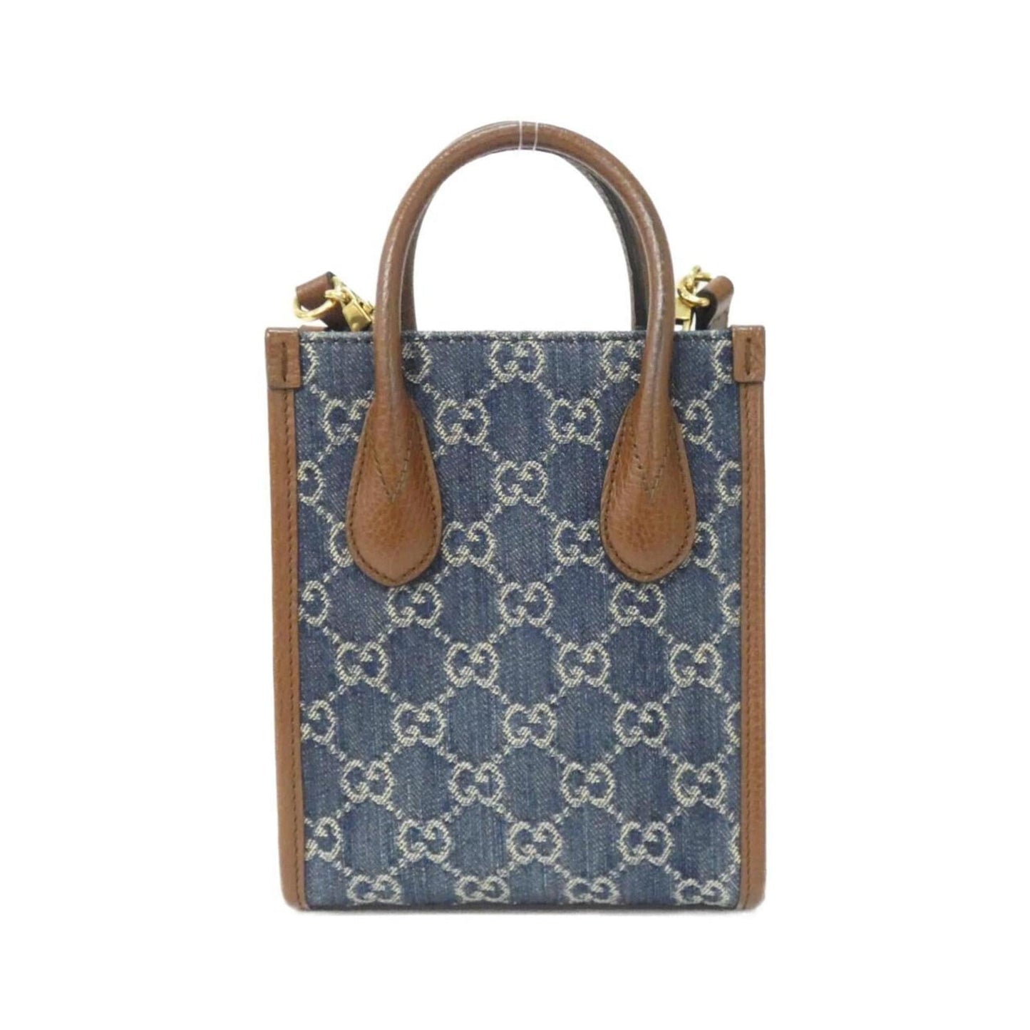 Gucci Brown Dark Blue Jacquard Leather Handbag