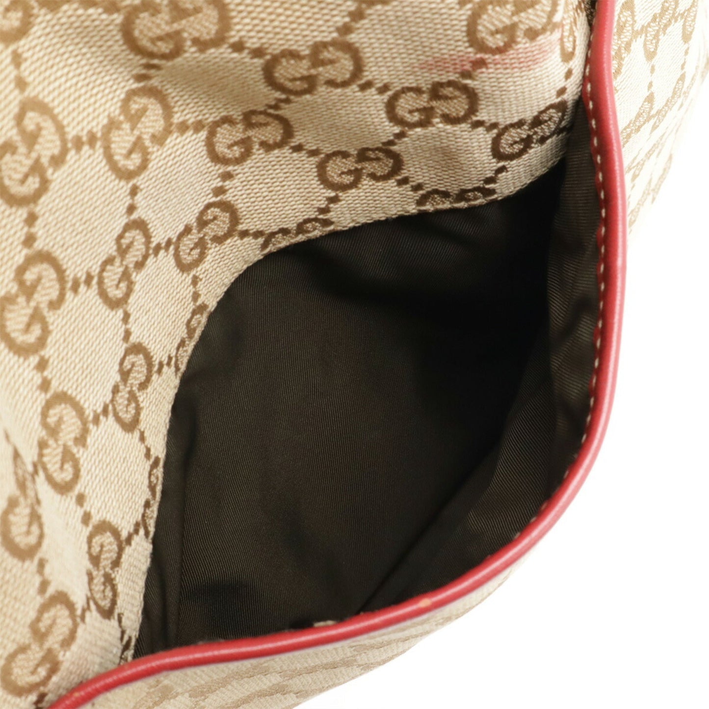 Gucci Beige Khaki Red Color Gg Canvas Leather Shoulder Bag Tote Bag