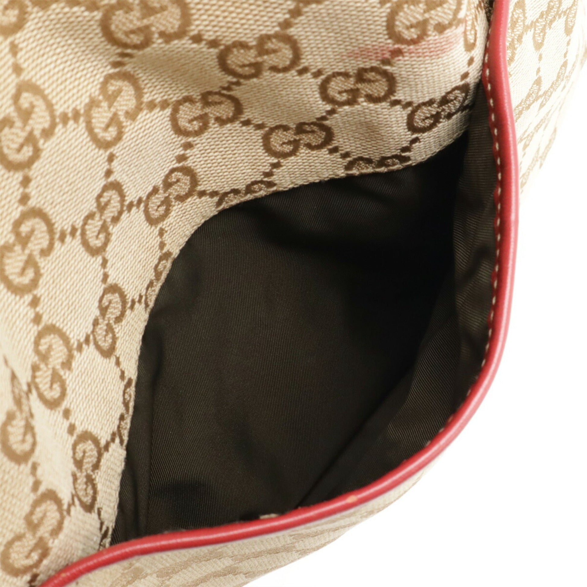 Gucci Beige Khaki Red Color Gg Canvas Leather Shoulder Bag Tote Bag