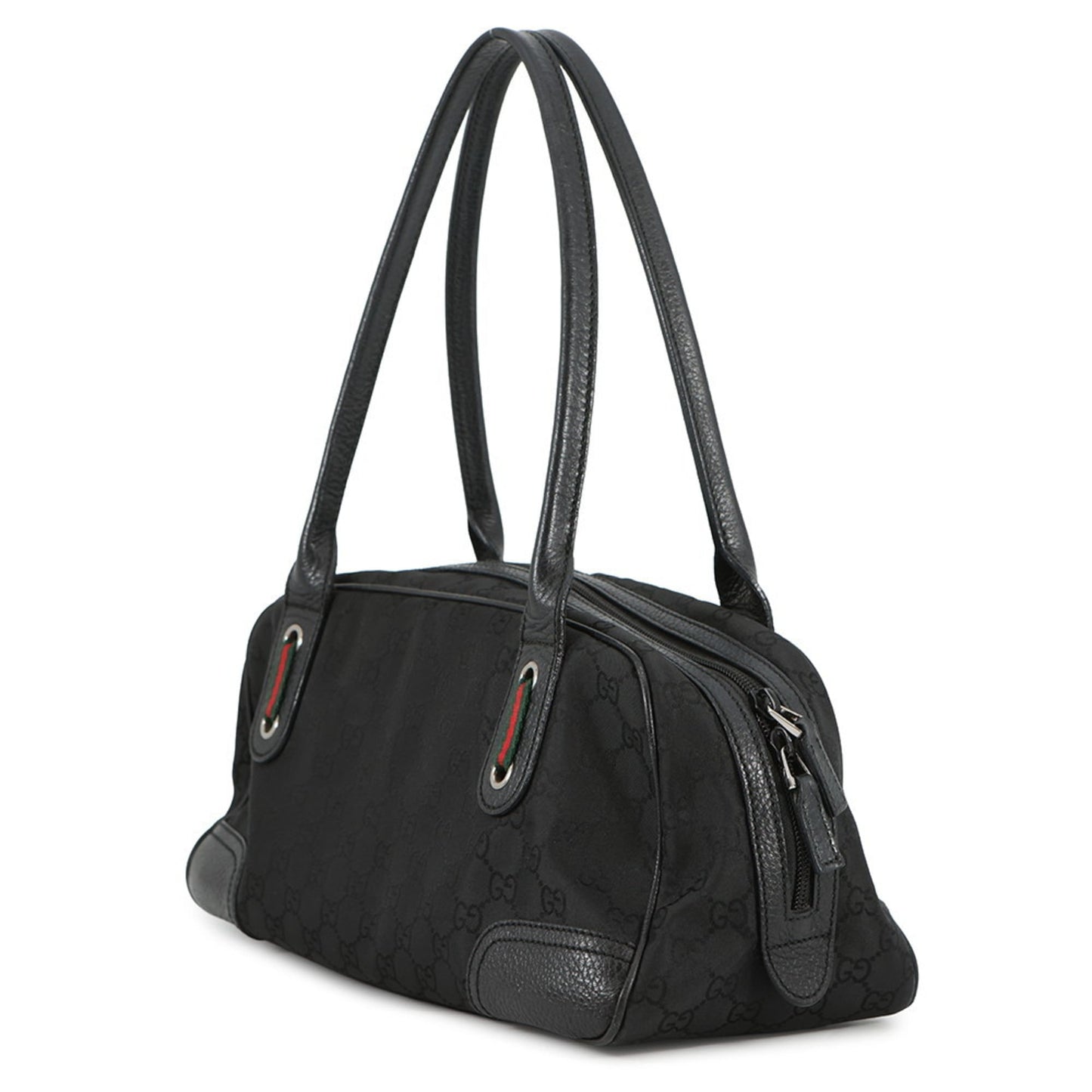 Gucci Sherry Line Black Nylon Leather Handbag